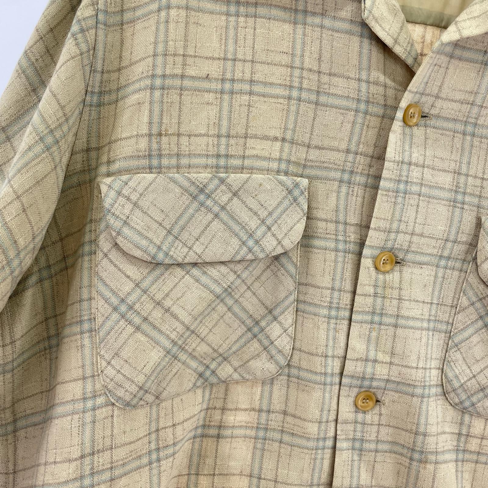 長袖シャツ 50s チェックシャツ エルボーパッチ M