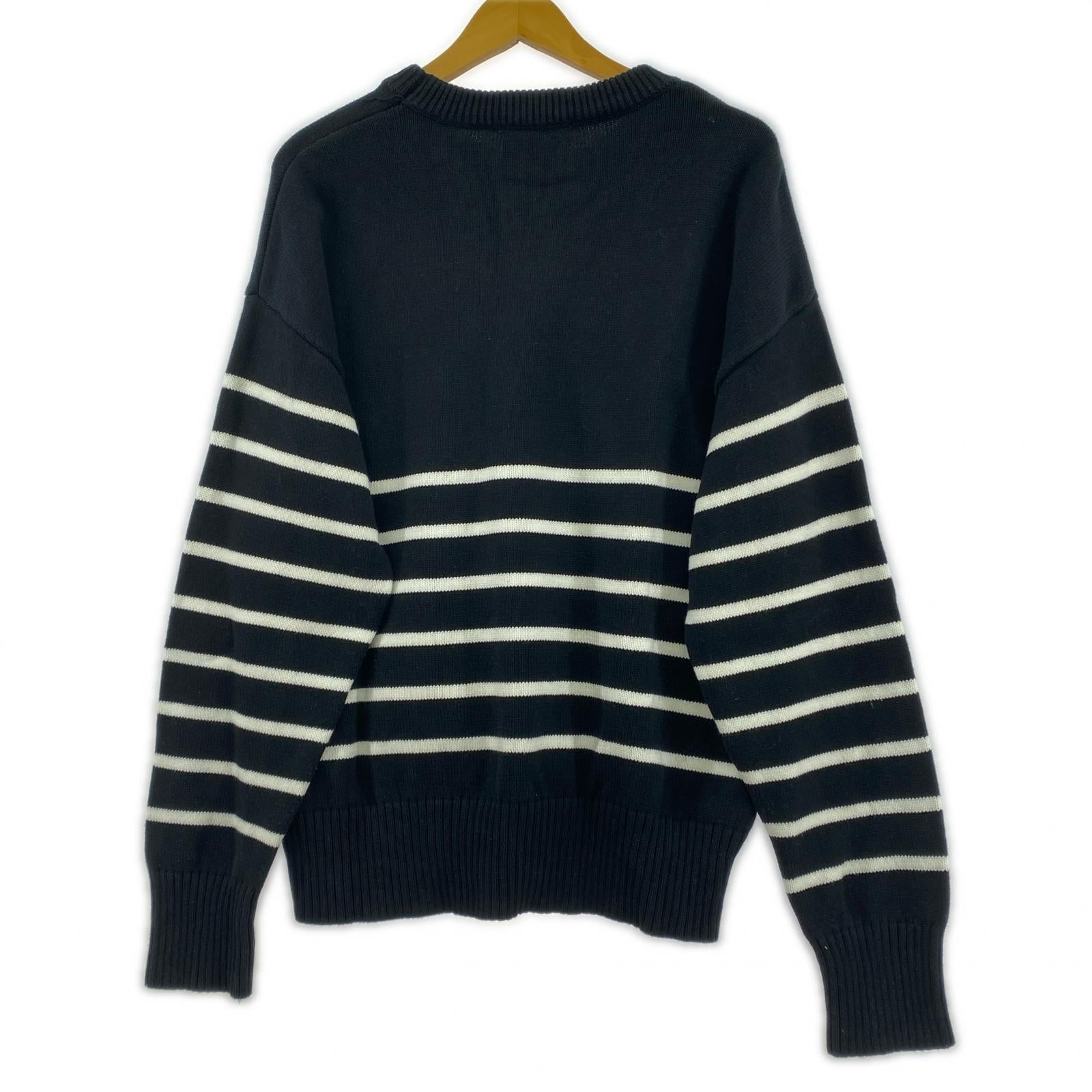 ニット ami alexandre mattiussi/ハートロゴ/ボーダー ブラック