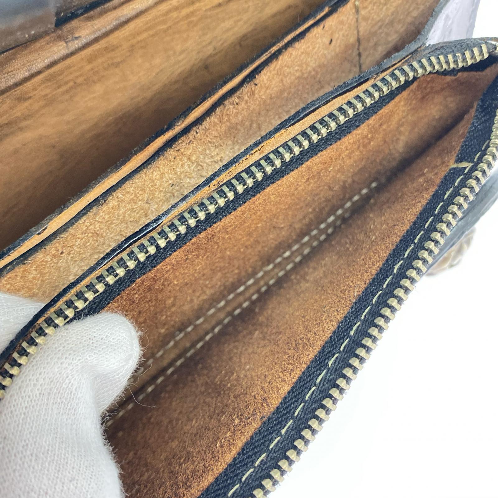 長財布 A＆G レザーロングウォレット ブラック ブラック