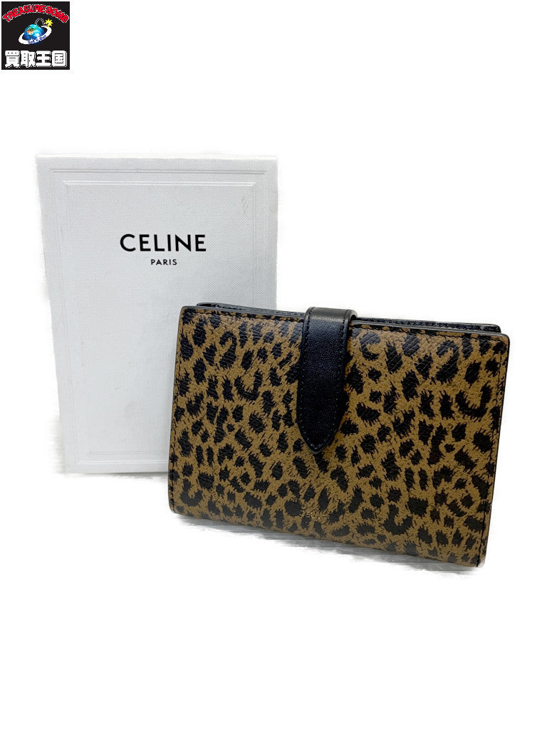 CELINE レオパード ミディアムストラップウォレット