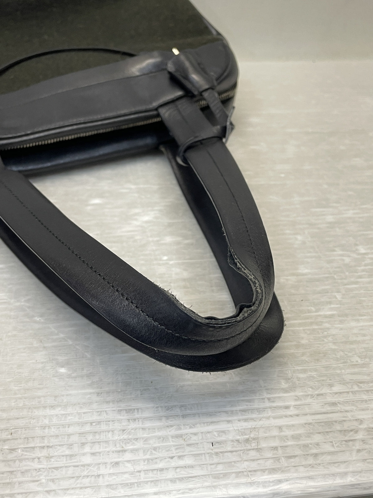 PRADA レザー×ウール ハンドバッグ 黒×カーキ