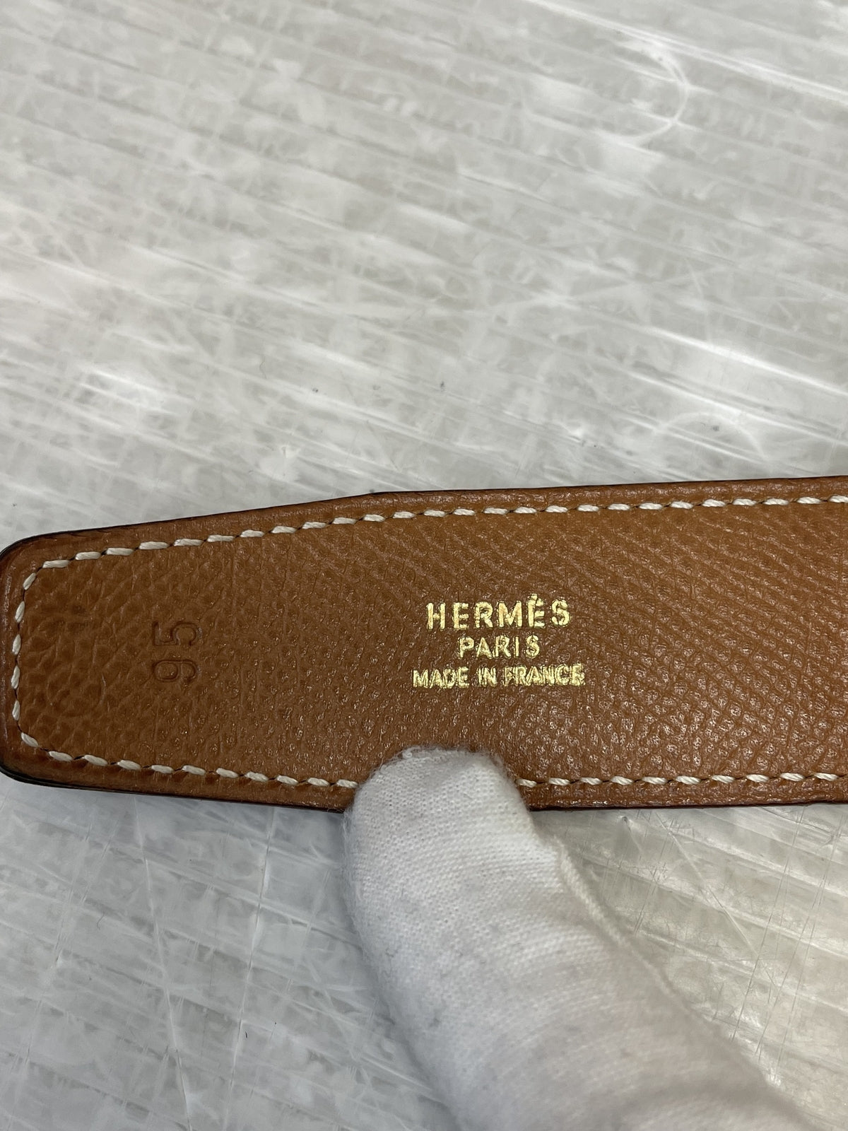 HERMES コンスタンスH レザーベルト 黒×金