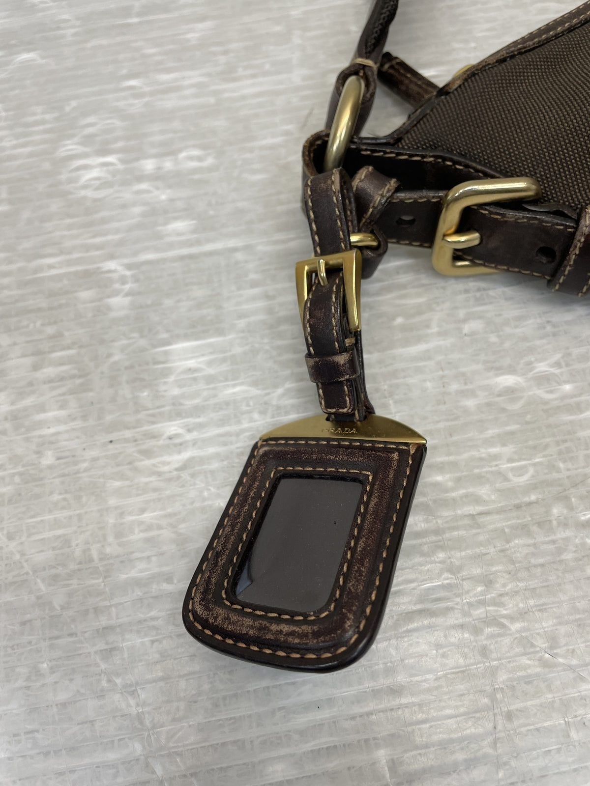 PRADA ロゴジャガード ショルダーバッグ 茶