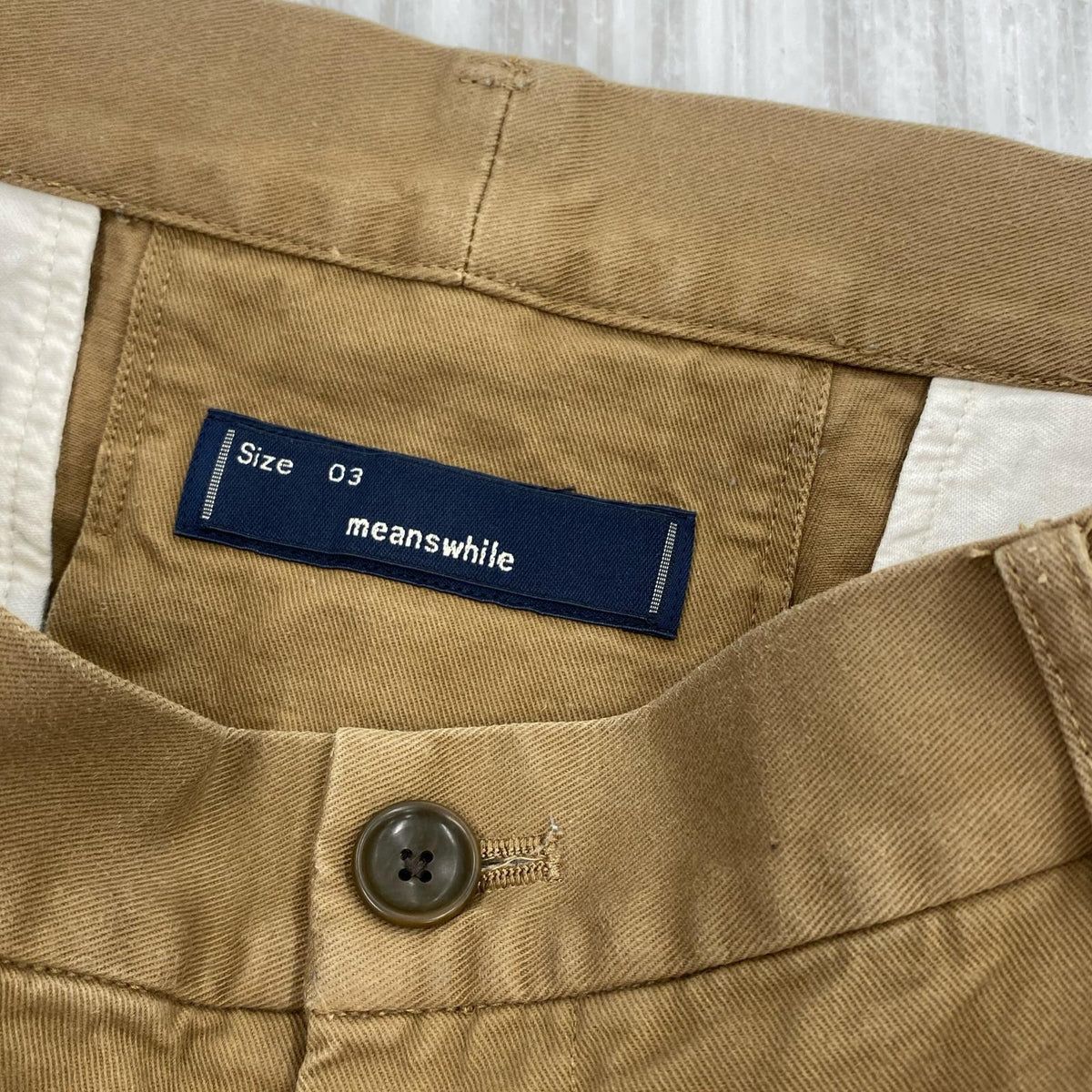 パンツ meanswhile ドレスチノ ハイウェストスラックス ブラウン