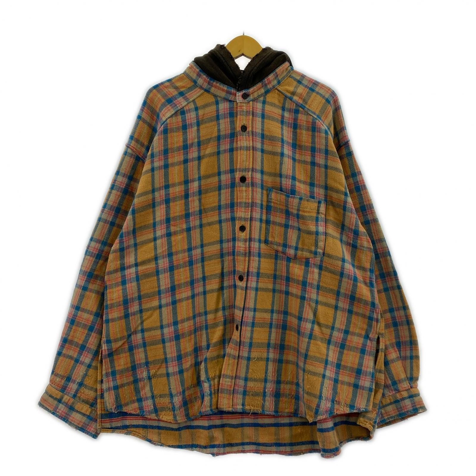 長袖シャツ 25AW NEL CHECK HOODIE SHIRT 1 ブラウン
