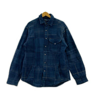長袖シャツ 中綿パッチワークシャツジャケット BLU (M) M ブルー