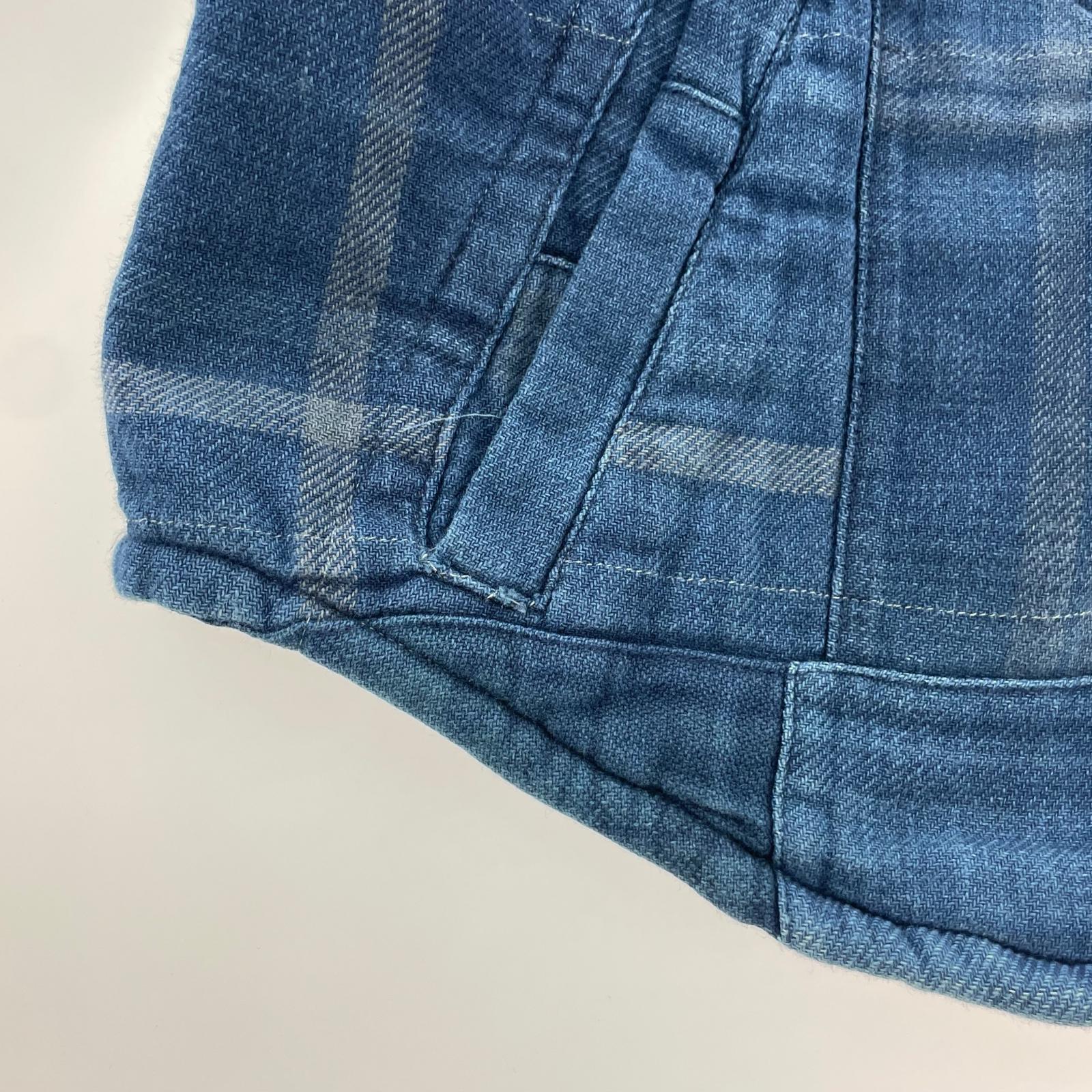 長袖シャツ 中綿パッチワークシャツジャケット BLU (M) M ブルー
