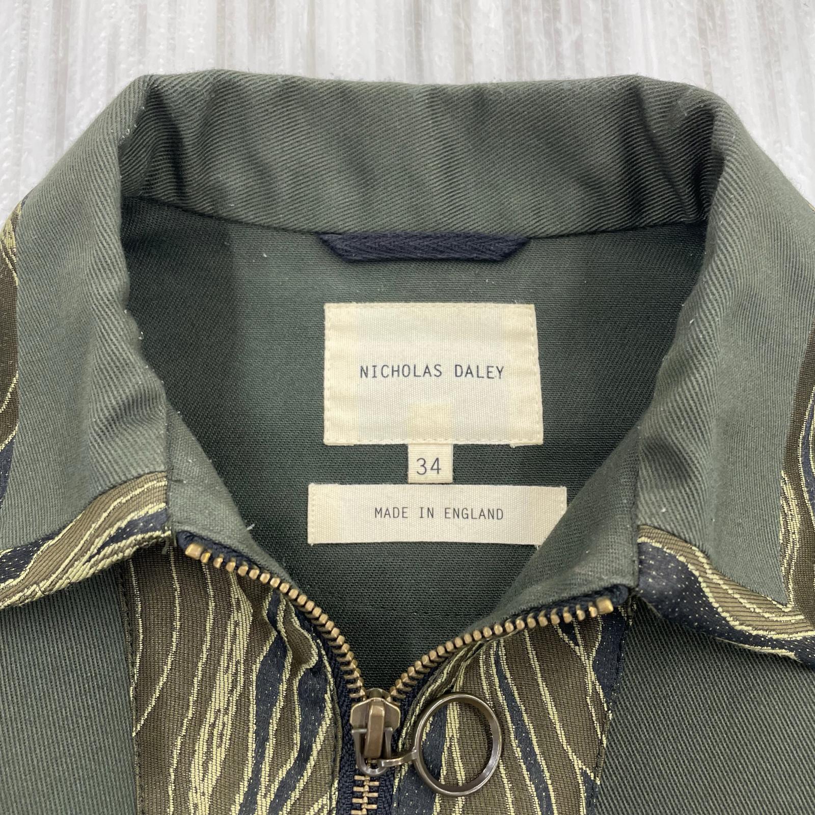 ジャケット NICHOLAS DALEY タイガーカモ ハーフジップシャツジャケット 34 オリーブ