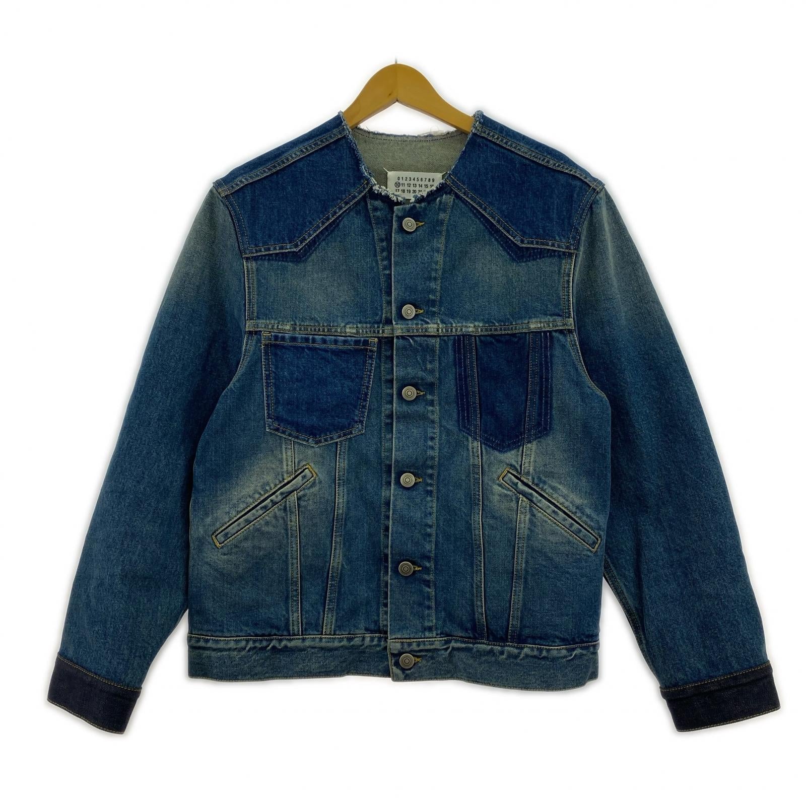 デニムジャケット 22SS 再構築ノーカラーデニムジャケット