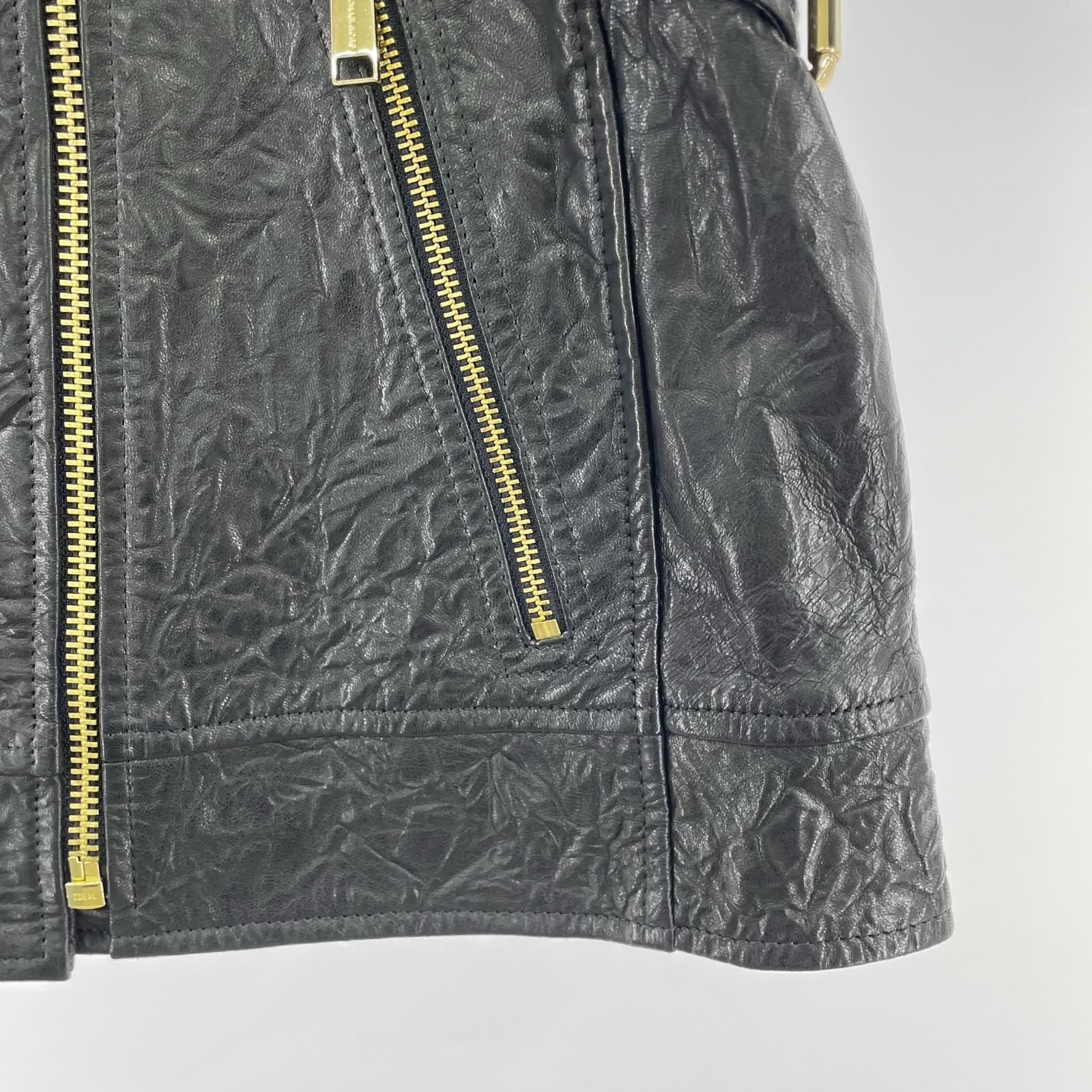 ライダースジャケット Oversized Crinkled Leather Moto Jacket M M ブラック
