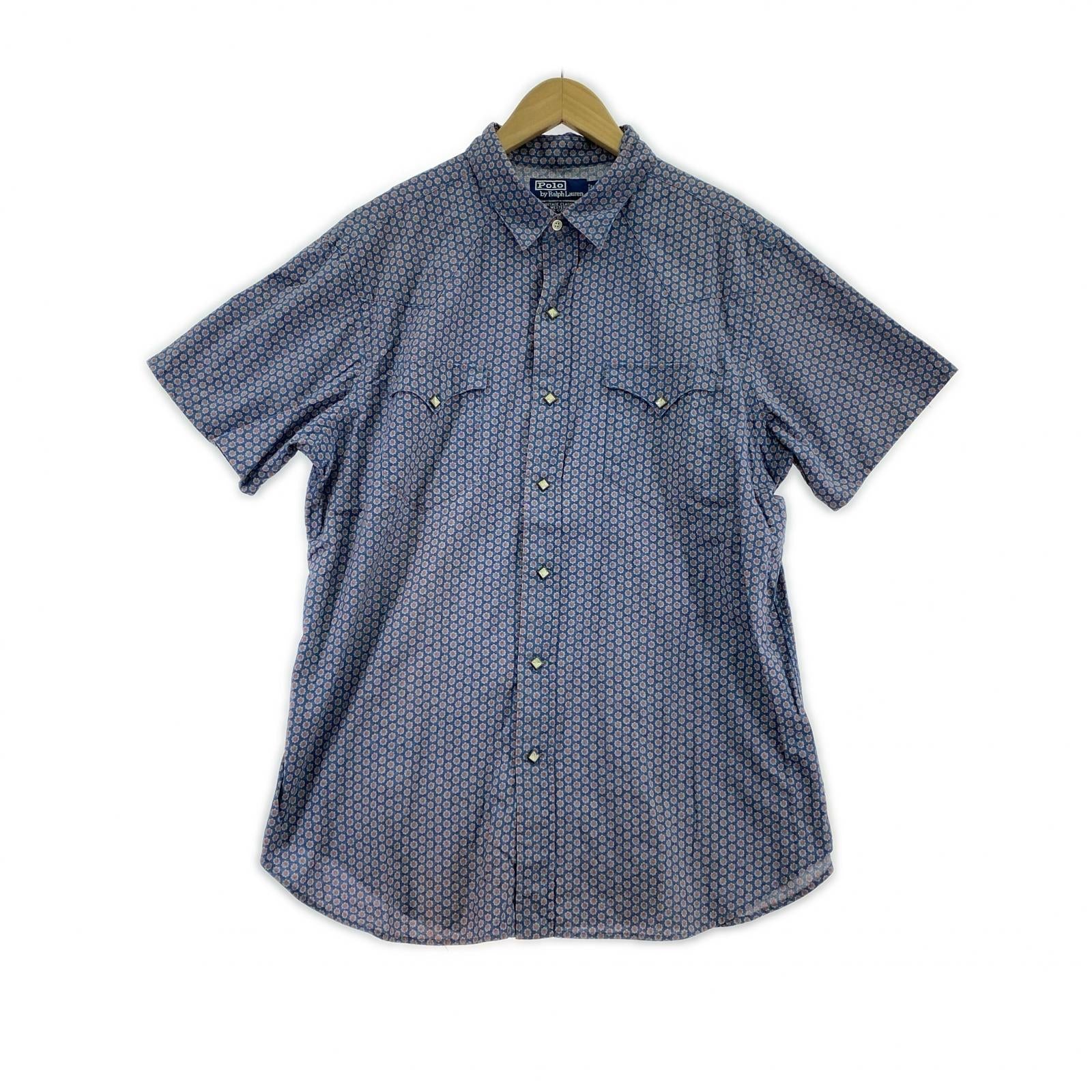 半袖シャツ VINTAGE CLASSIC 開襟 総柄シャツ LL 青 LL ブルー