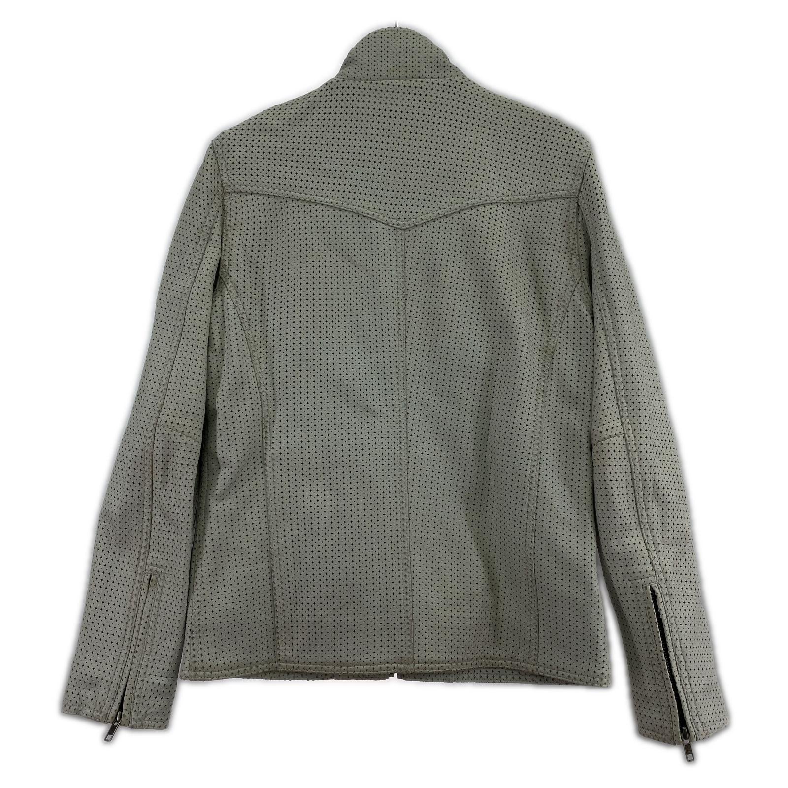 レザージャケット Liugoo Leathers　パンチングレザー M グレー