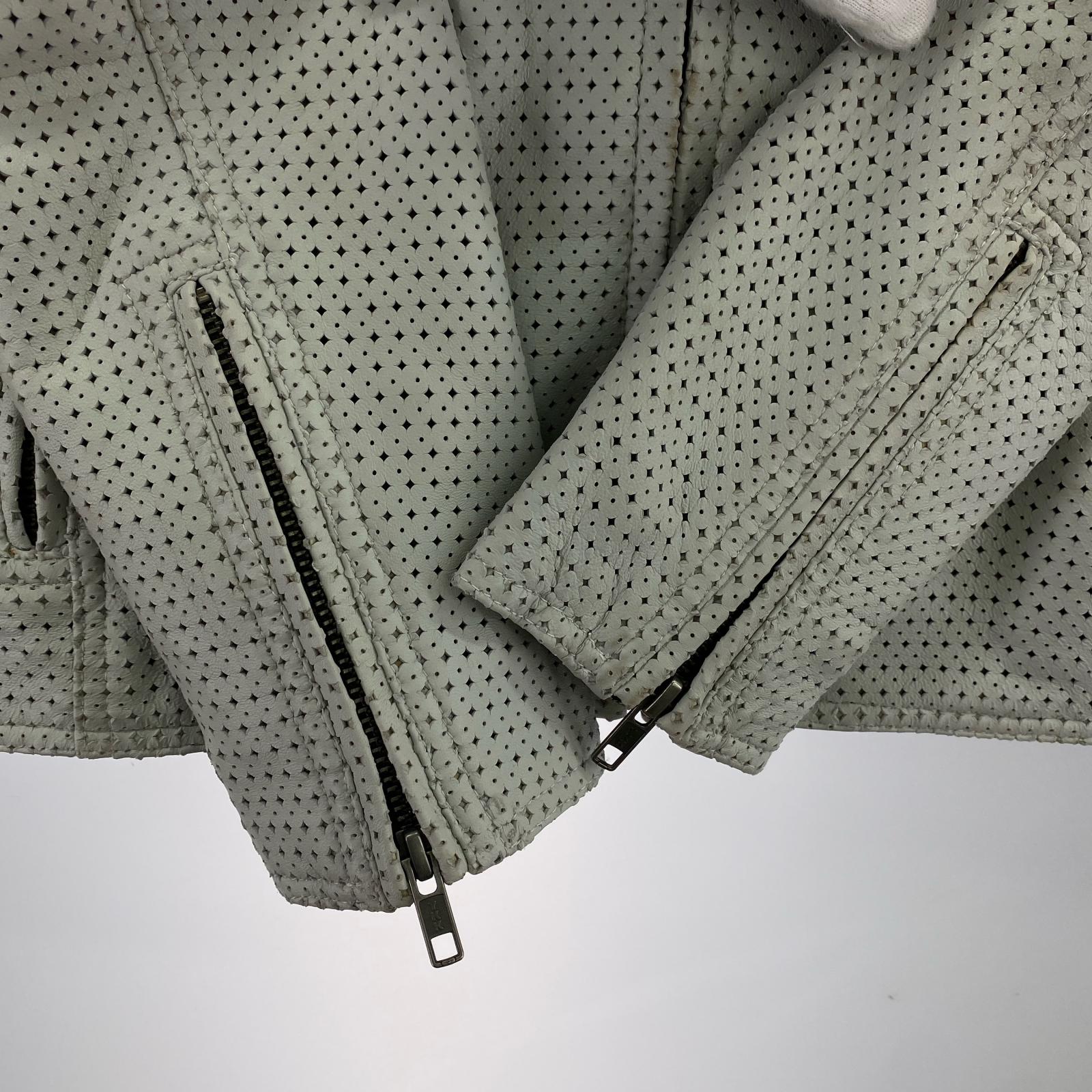 レザージャケット Liugoo Leathers　パンチングレザー M グレー