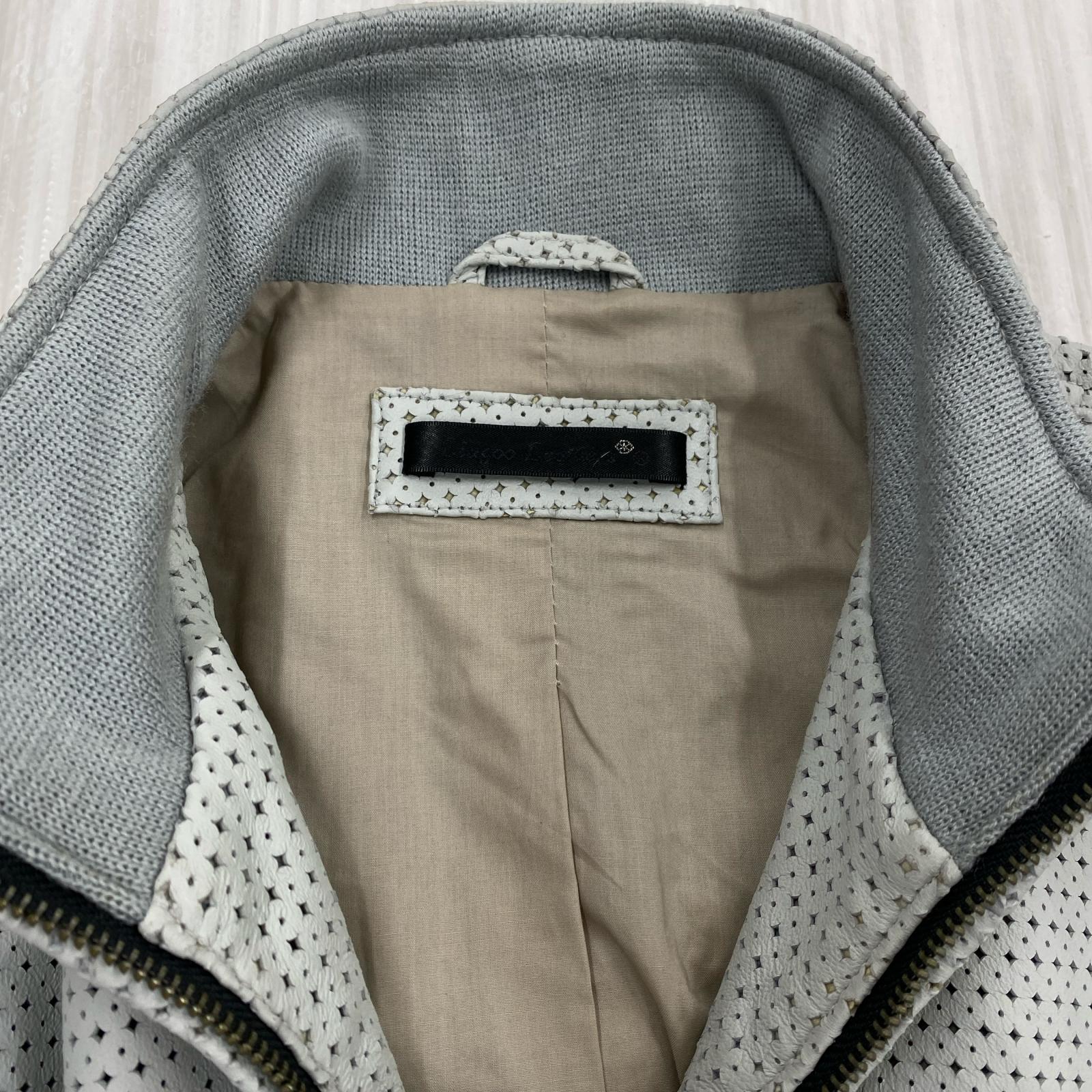 レザージャケット Liugoo Leathers　パンチングレザー M グレー