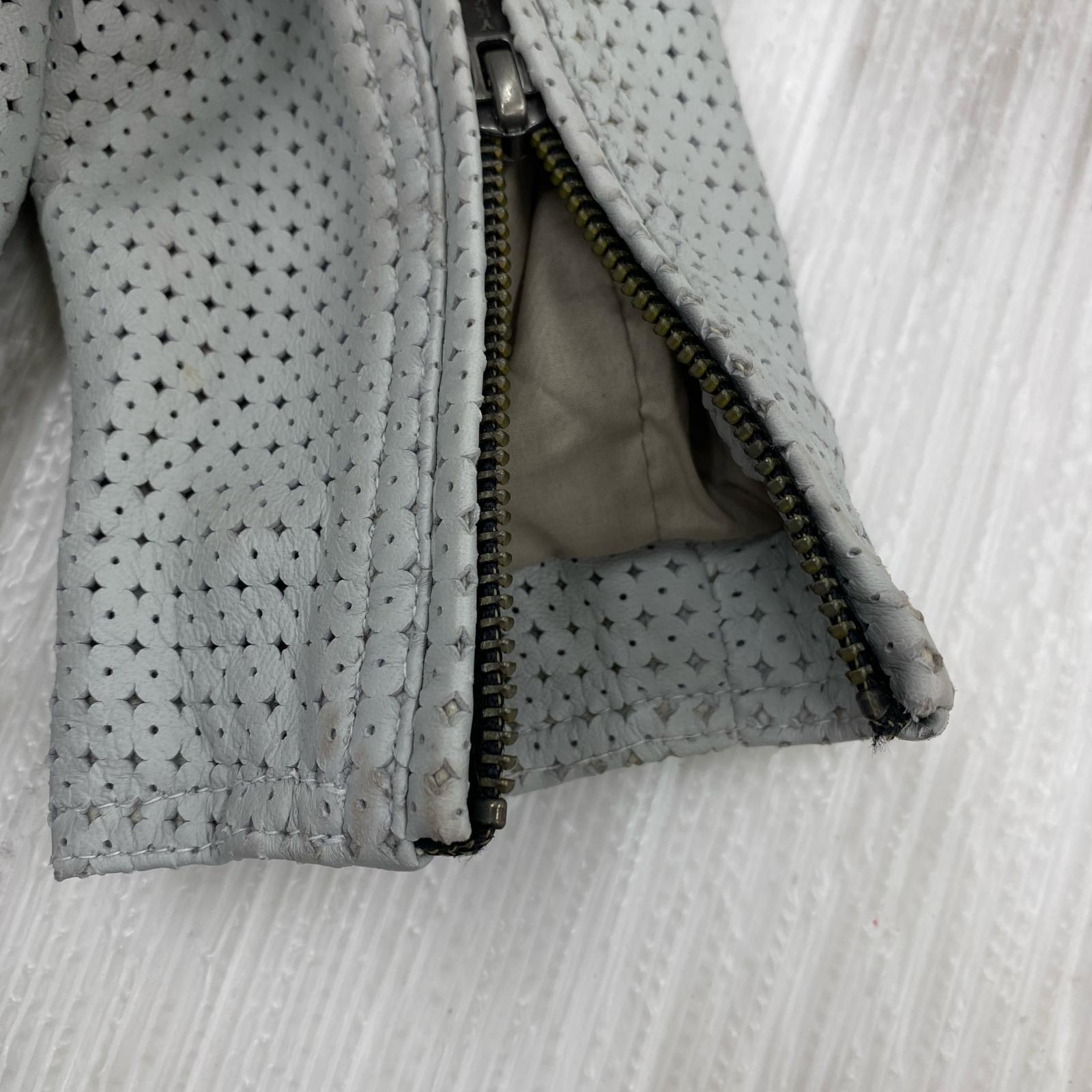 レザージャケット Liugoo Leathers　パンチングレザー M グレー