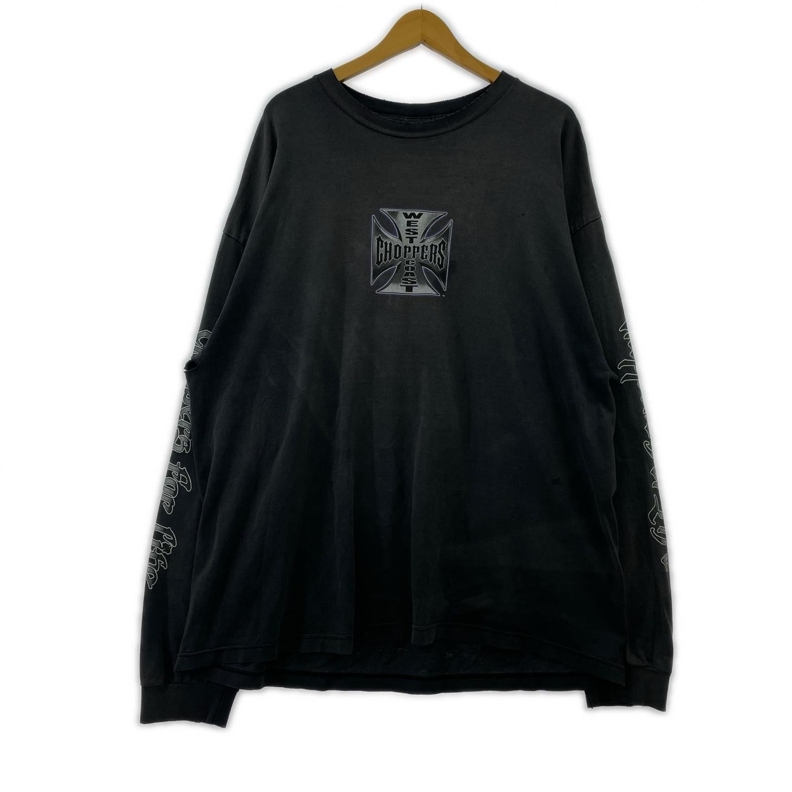 長袖Ｔシャツ 90s アイアンクロスプリント　L/STee 実寸２XL ブラック