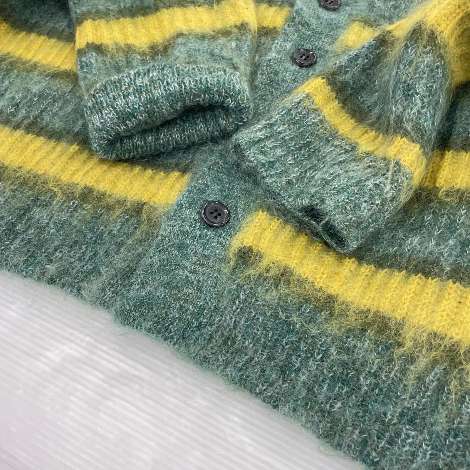 カーディガン MOHAIR BORDER KNIT CARDIGAN 22AW