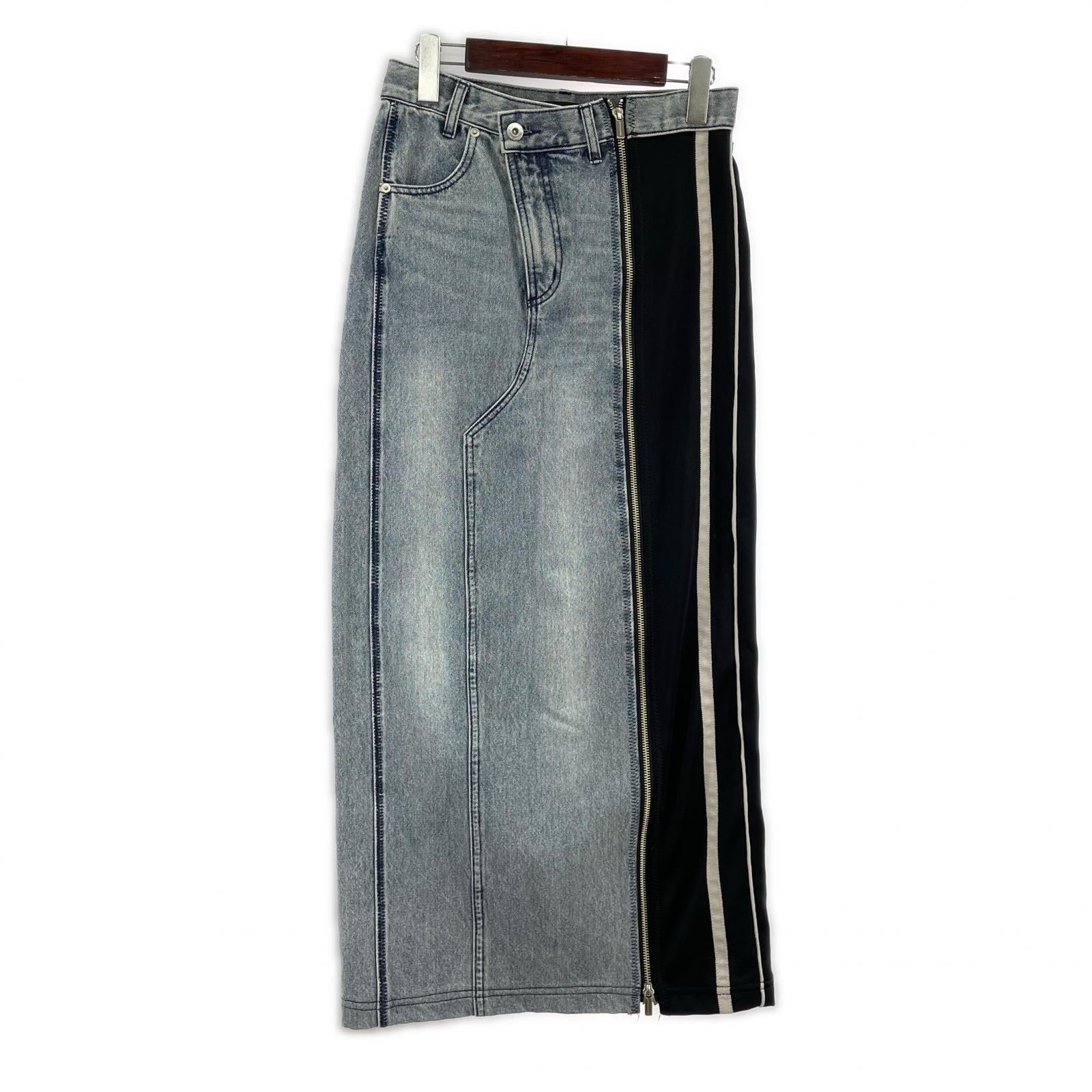 ロングスカート MAISON SPECIAL Zip Design Denim Combination Skirt 36 ブルー