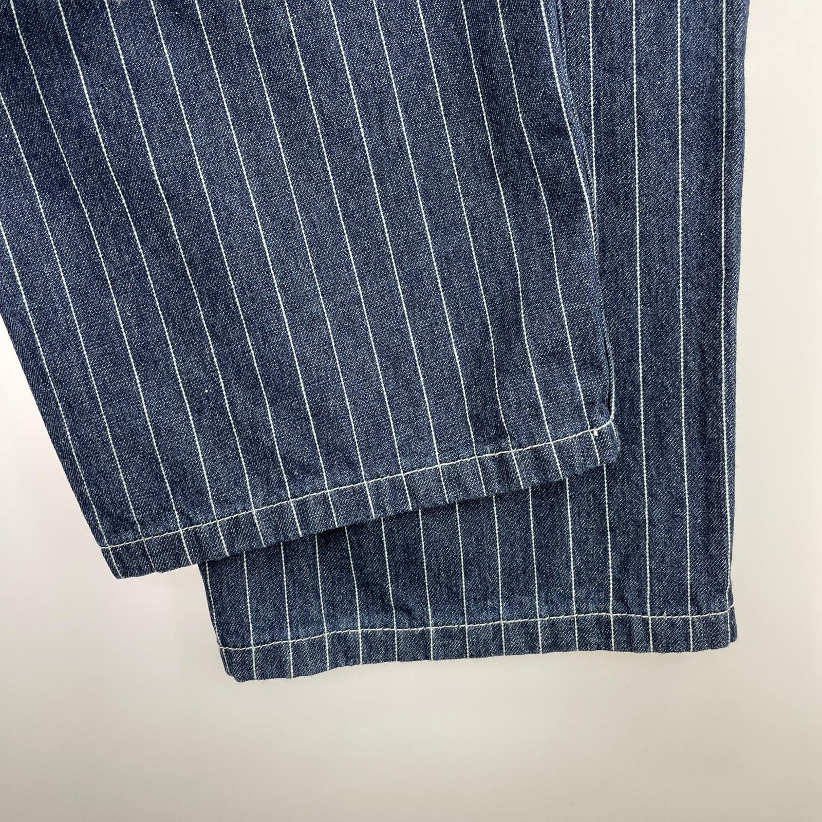 デニムパンツ OKONKWO ヒッコリーストライプペインターパンツ L ネイビー