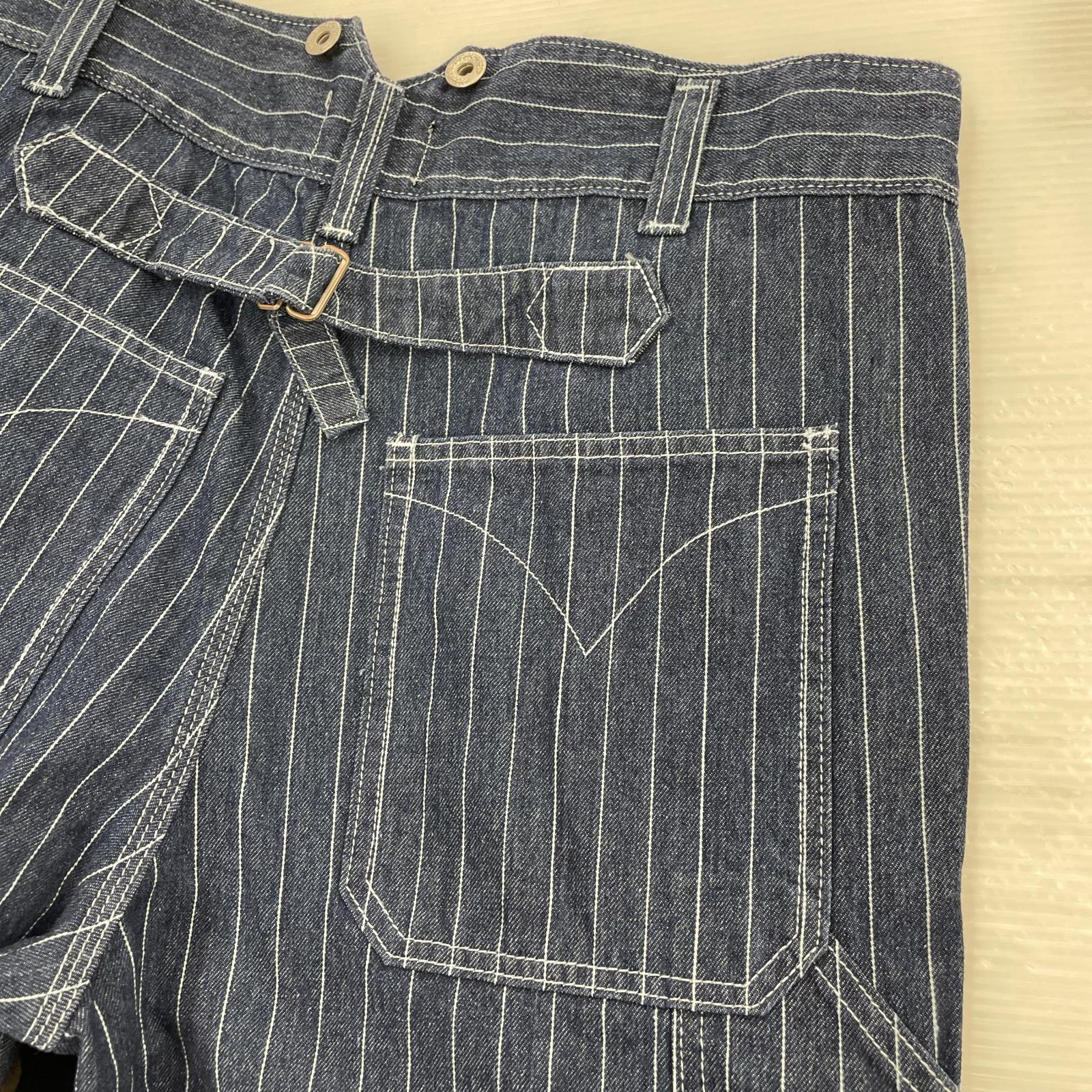 デニムパンツ OKONKWO ヒッコリーストライプペインターパンツ L ネイビー