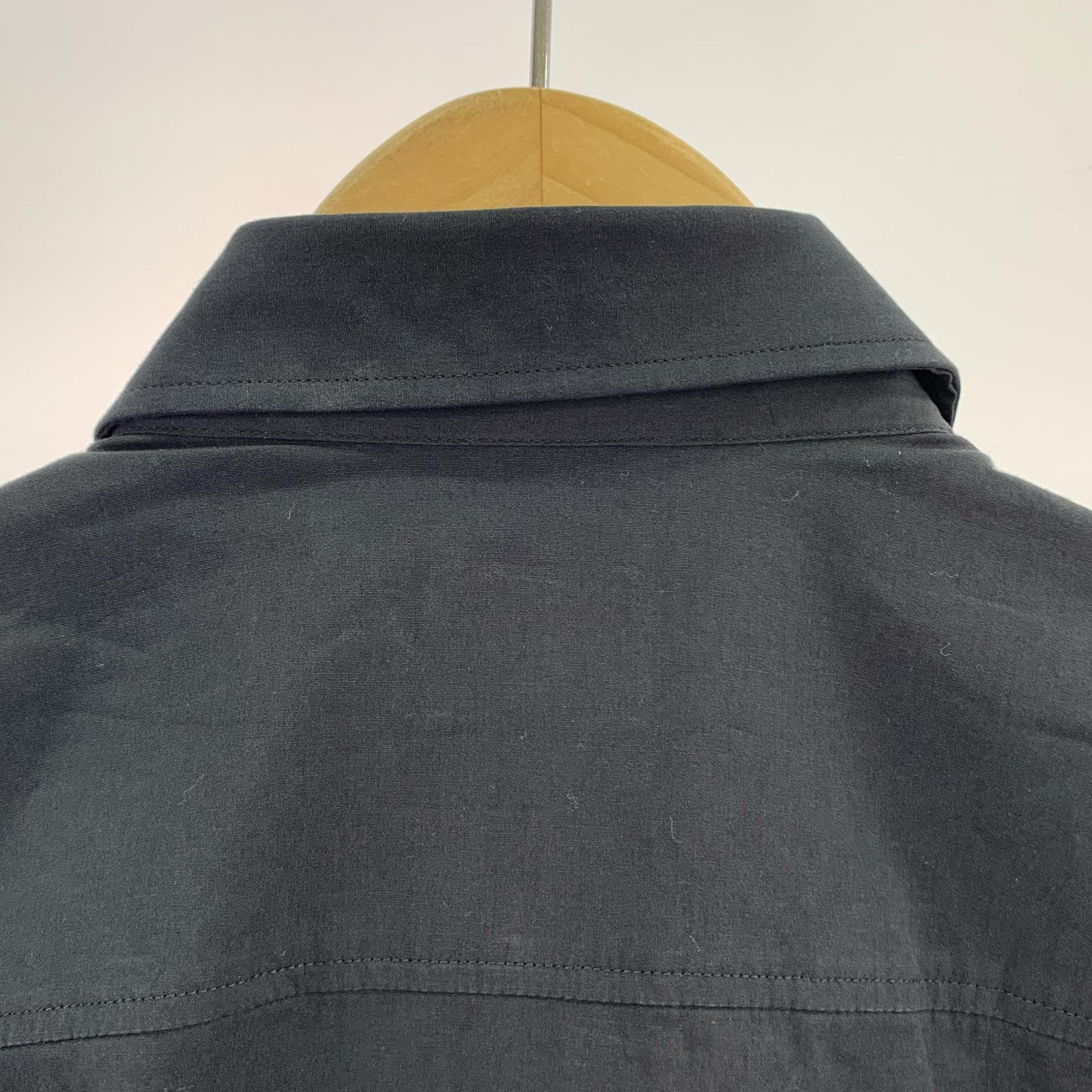 長袖シャツ コットン 胸ロゴ 黒 (M) M ブラック
