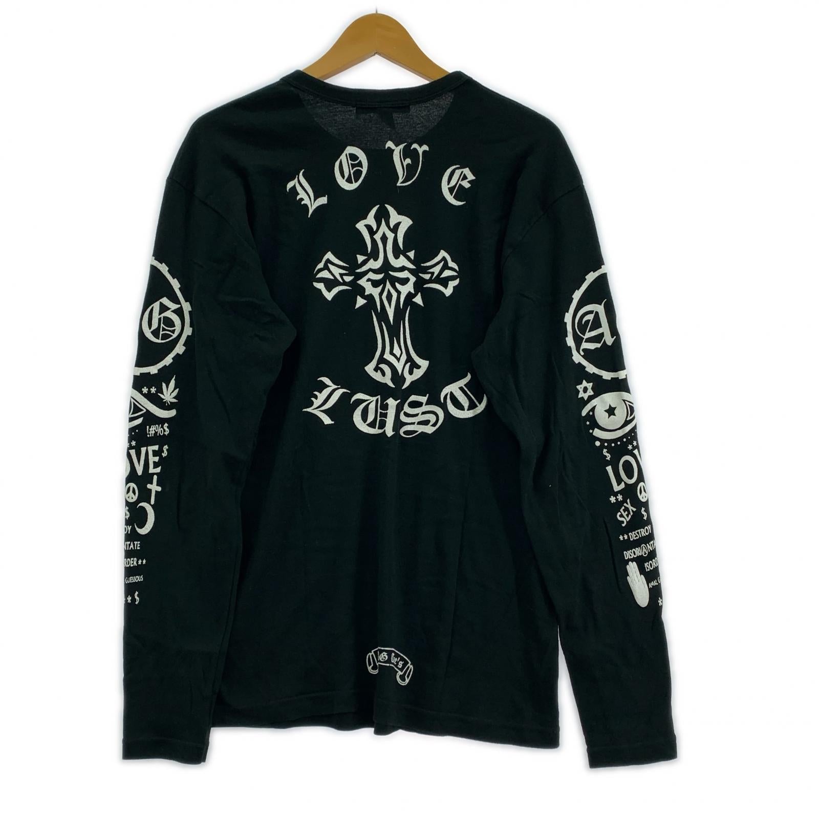 長袖Ｔシャツ A&G バッククロスL/SプリントTee L 黒 L ブラック