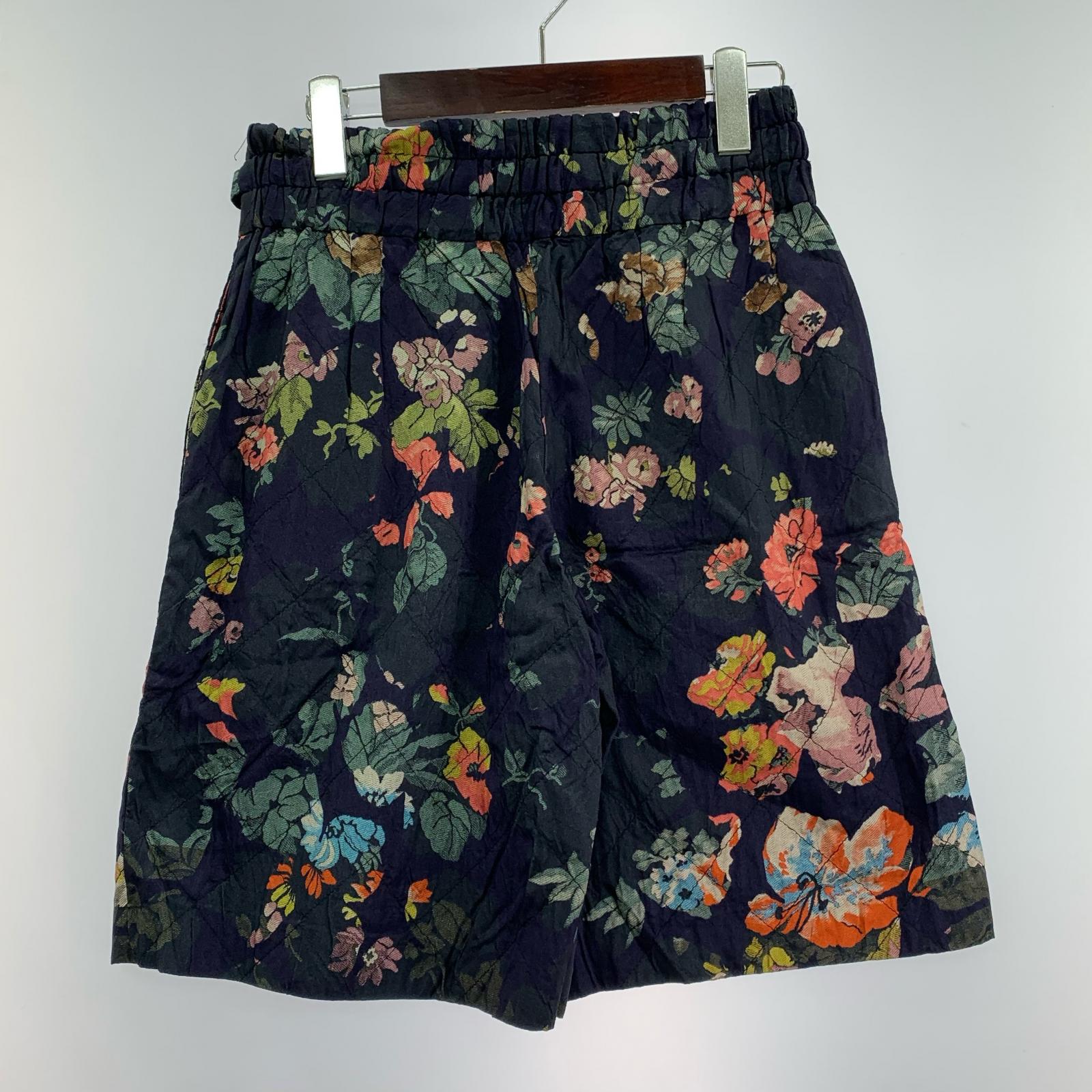 ショートパンツ DRIES VAN NOTEN フラワープリント キルティングショーツ 36 36 ネイビー