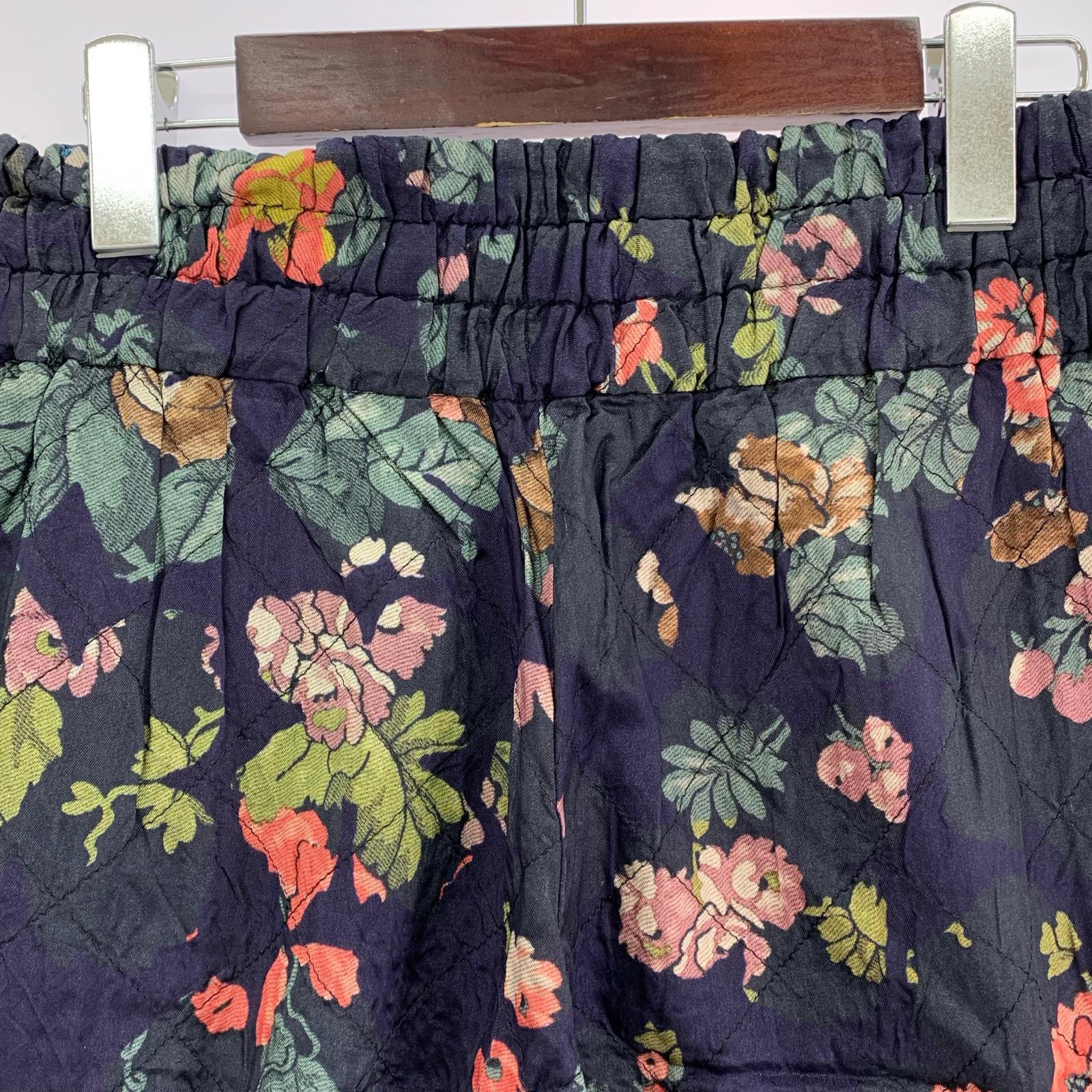 ショートパンツ DRIES VAN NOTEN フラワープリント キルティングショーツ 36 36 ネイビー