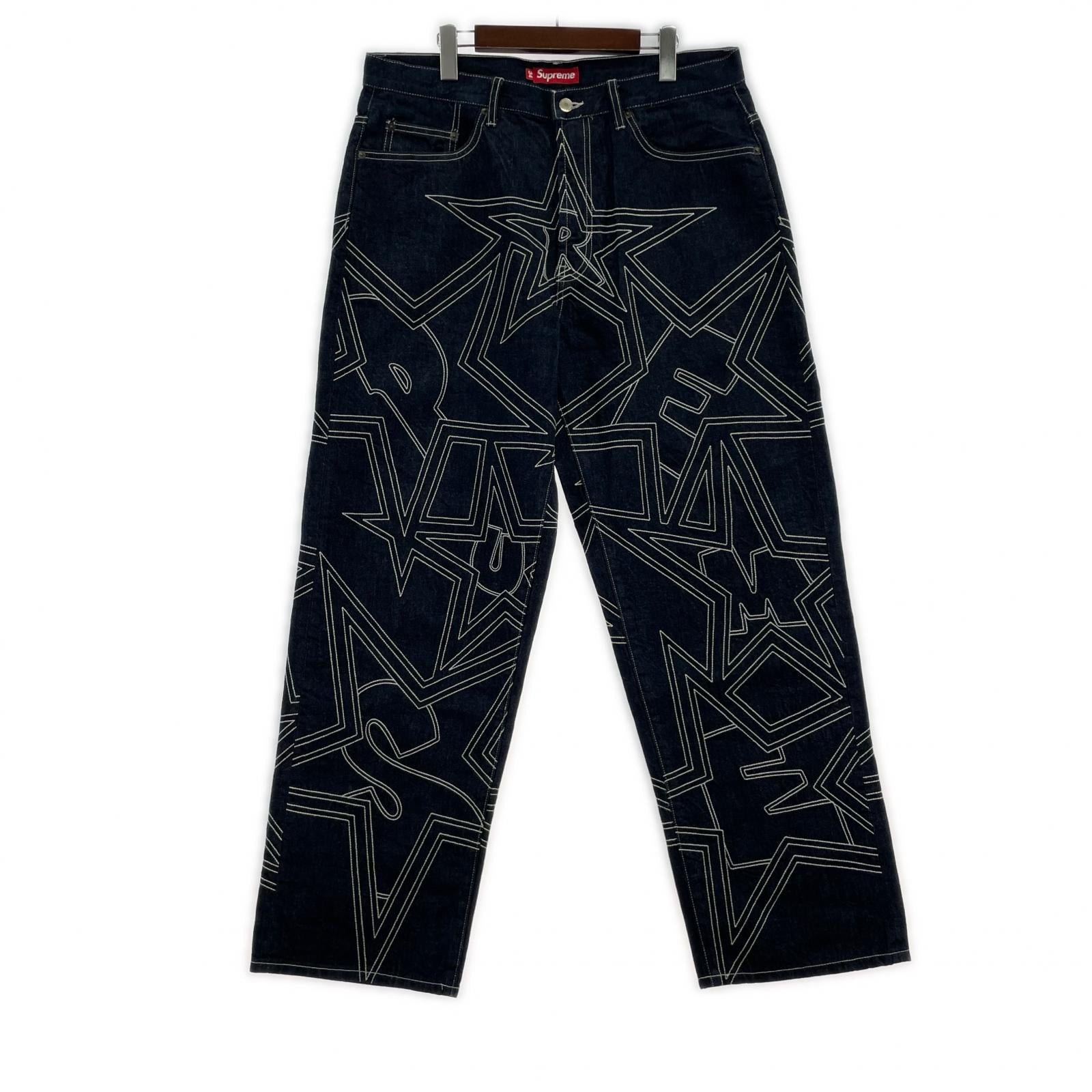 デニムパンツ Supreme 25SS Stars Topstitch Baggy Jean 34 34 ネイビー