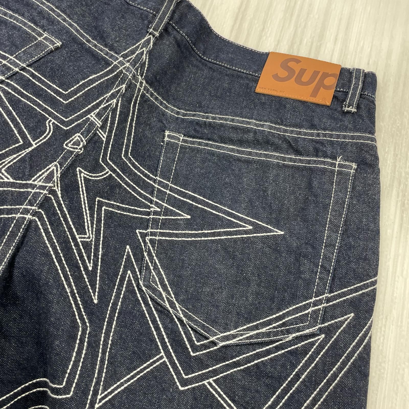 デニムパンツ Supreme 25SS Stars Topstitch Baggy Jean 34 34 ネイビー