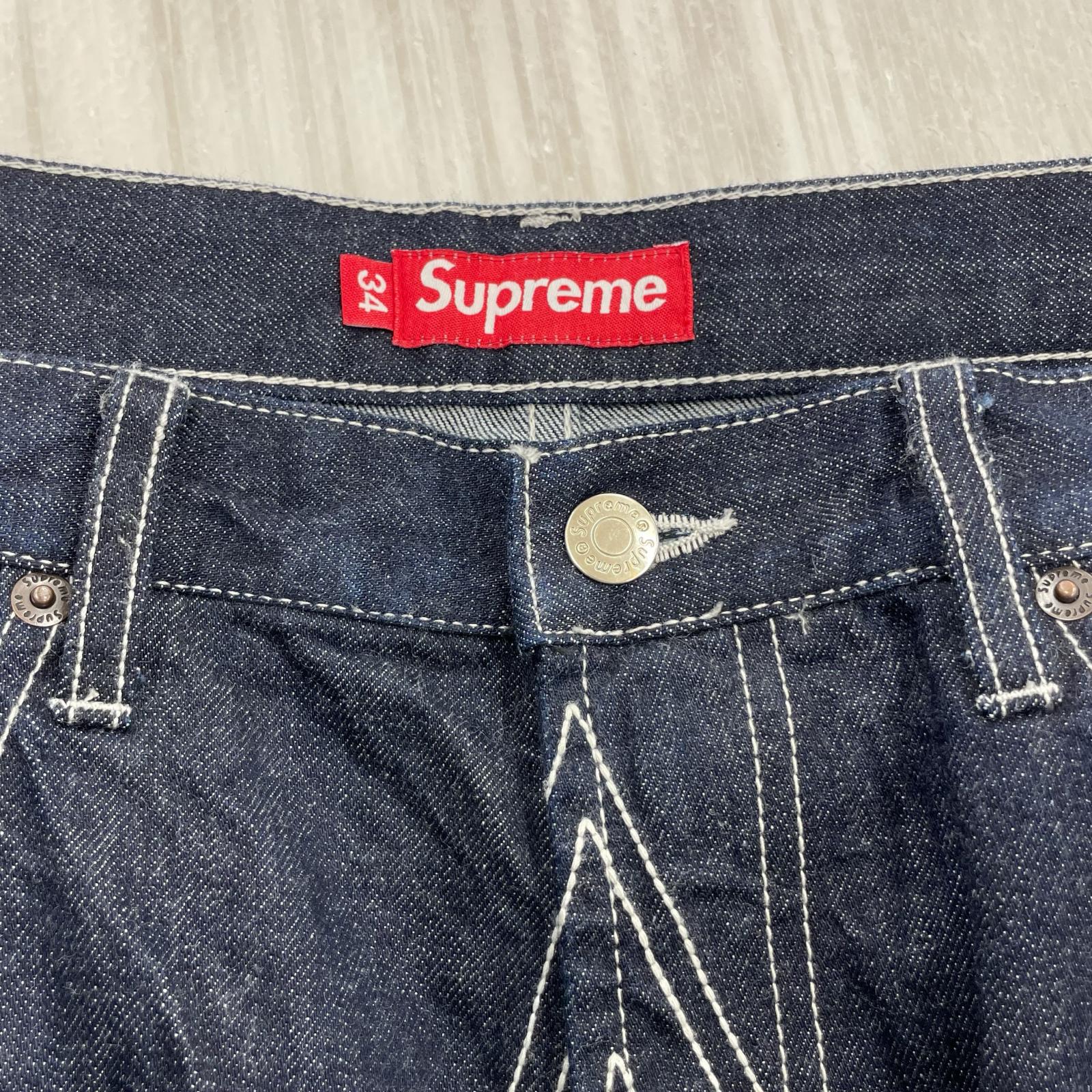 デニムパンツ Supreme 25SS Stars Topstitch Baggy Jean 34 34 ネイビー