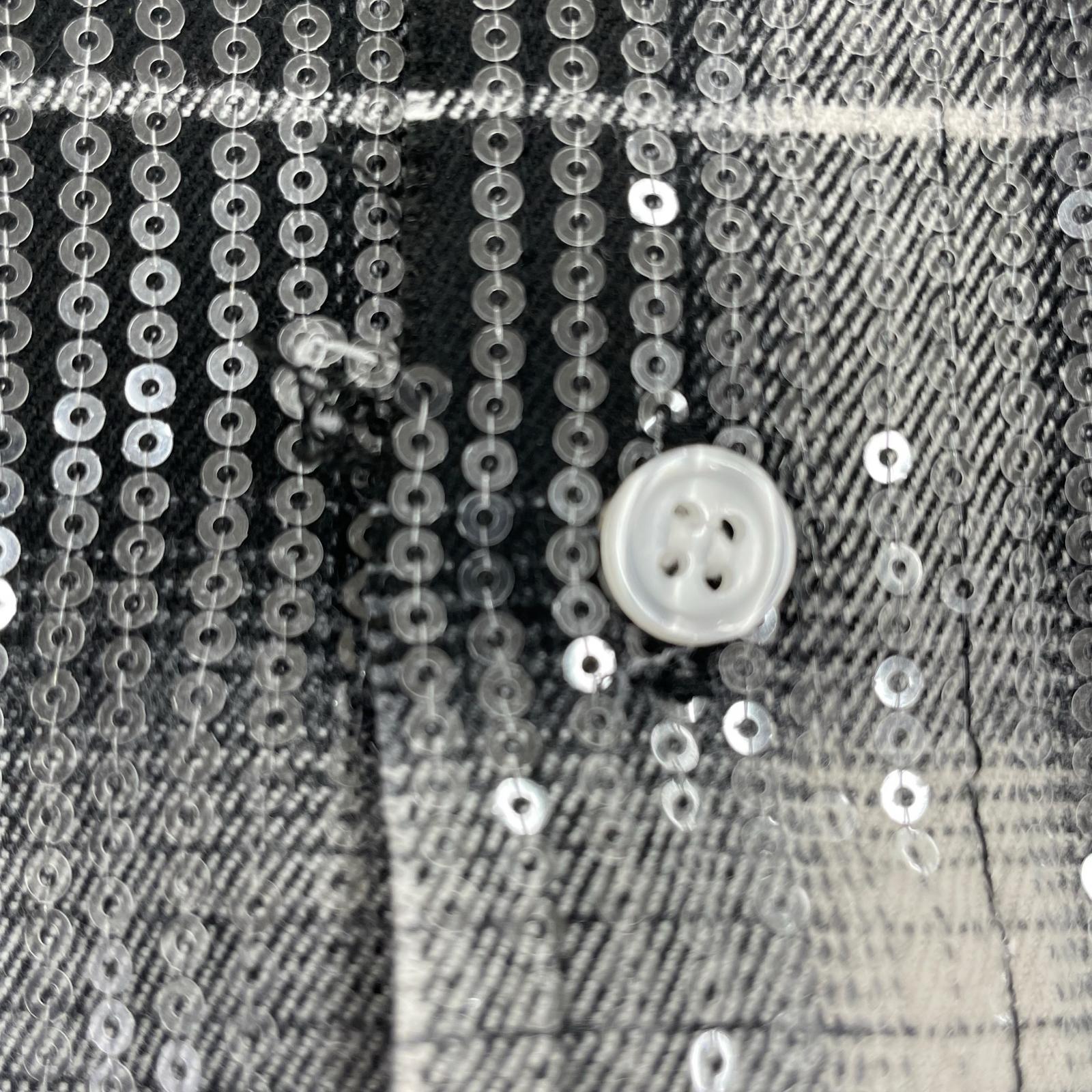 長袖シャツ AFB SPANGLE SHIRTS スパンコールチェックシャツ M 黒 M ブラック