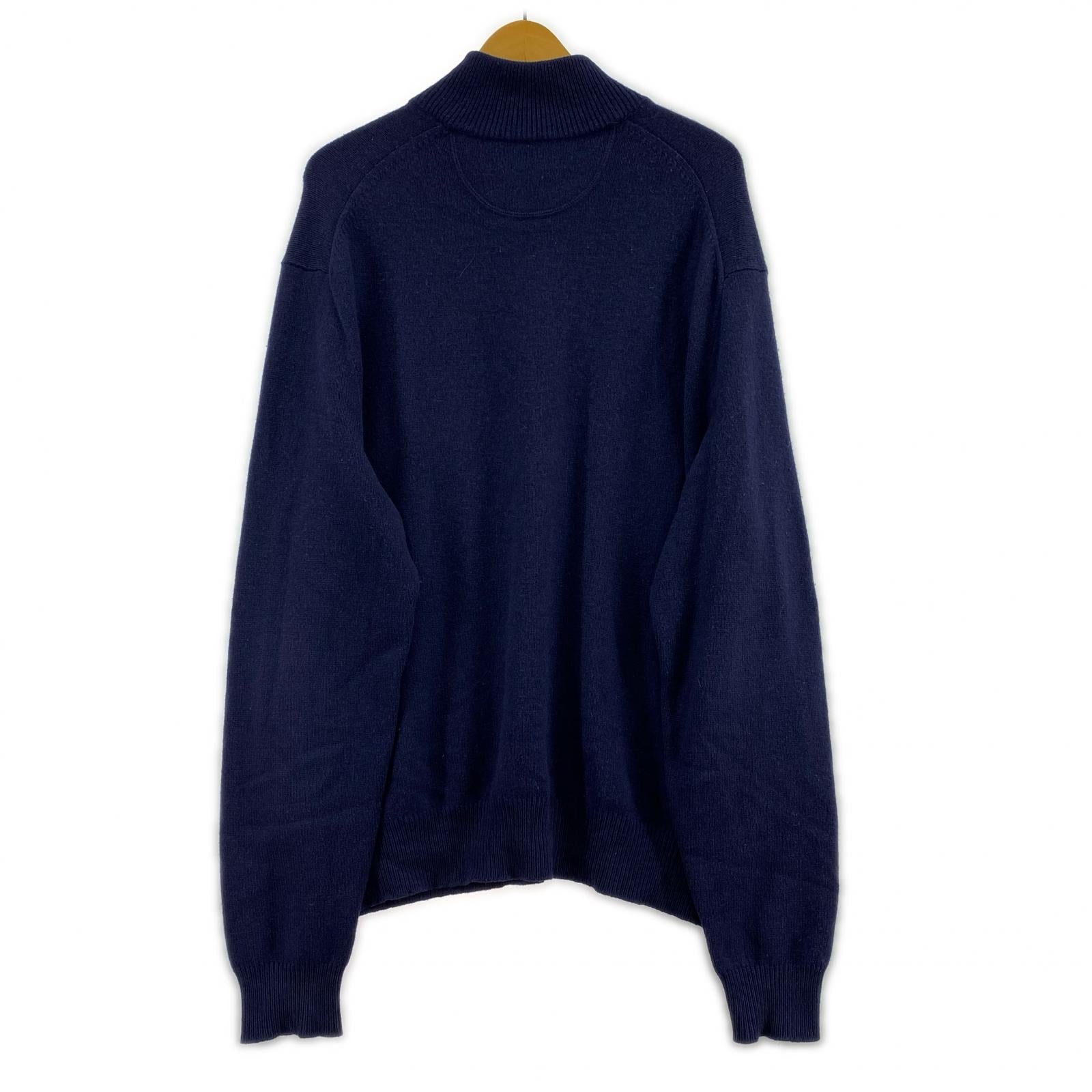 ニット カシミヤ昆 ハーフジップ ニット 紺 XL ネイビー