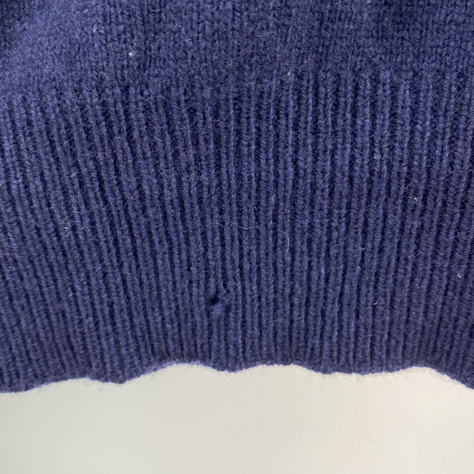 ニット カシミヤ昆 ハーフジップ ニット 紺 XL ネイビー