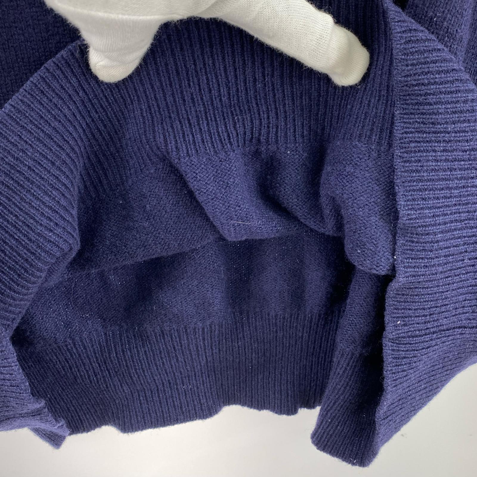 ニット カシミヤ昆 ハーフジップ ニット 紺 XL ネイビー