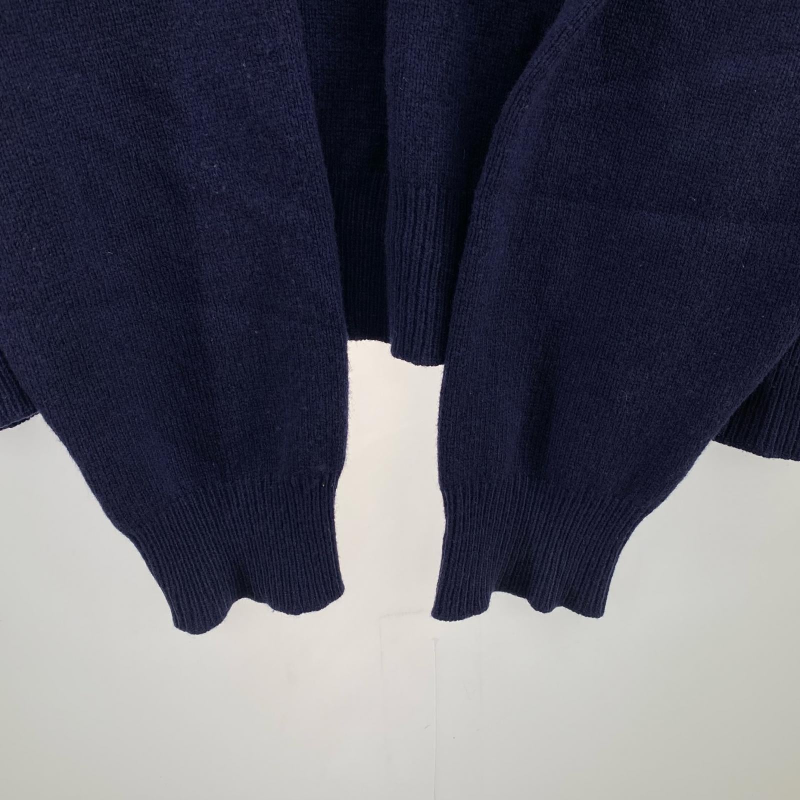 ニット カシミヤ昆 ハーフジップ ニット 紺 XL ネイビー