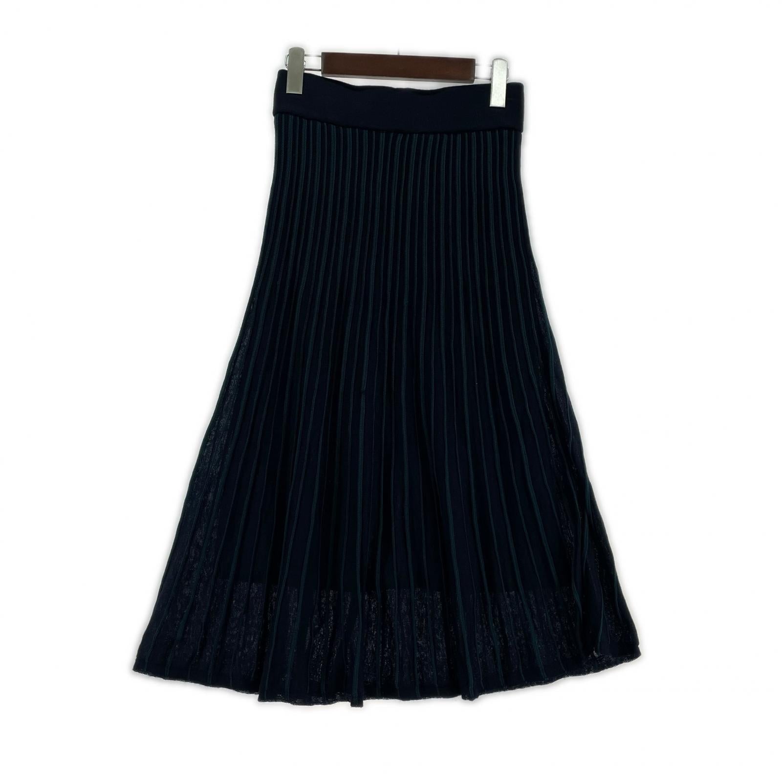 ロングスカート DESSIN DE MODE ストライプニットスカート 0 紺×緑 0