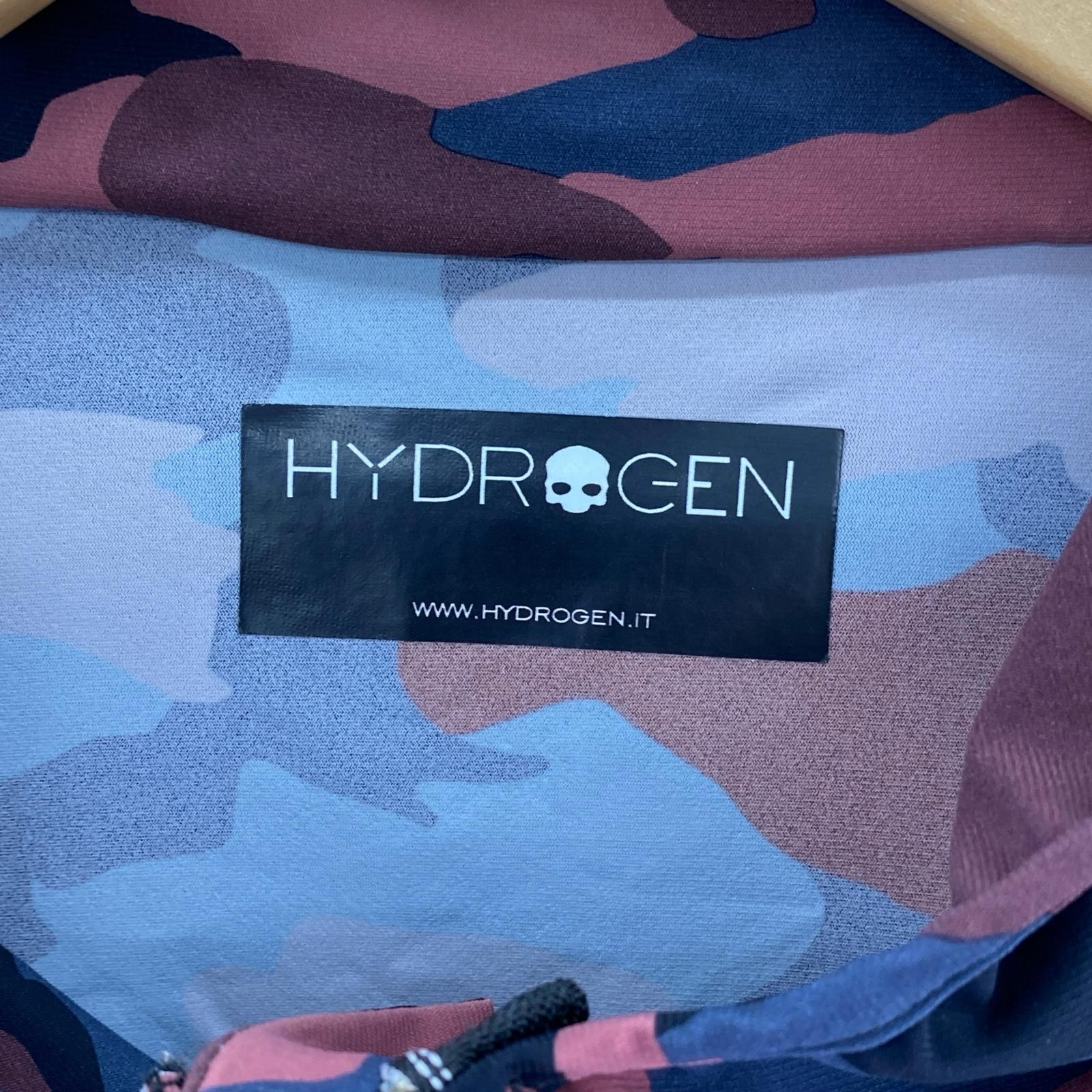 ジャケット HYDROGEN カモ柄 ナイロンポリ ジップパーカー XL ボルドー×ネイビー