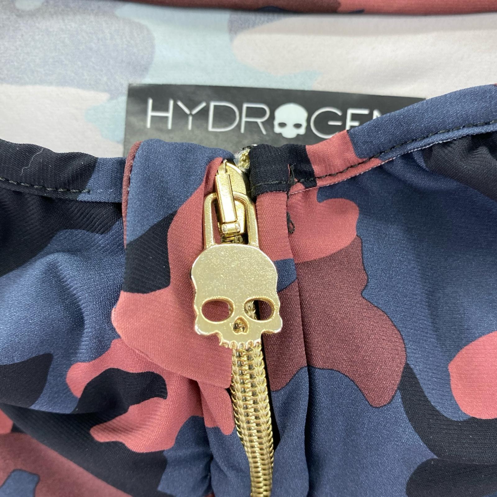 ジャケット HYDROGEN カモ柄 ナイロンポリ ジップパーカー XL ボルドー×ネイビー