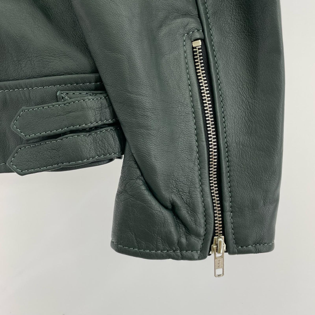 ジャケット BLACK MARKET シープスキン シングルライダースジャケット 38 緑 38 グリーン