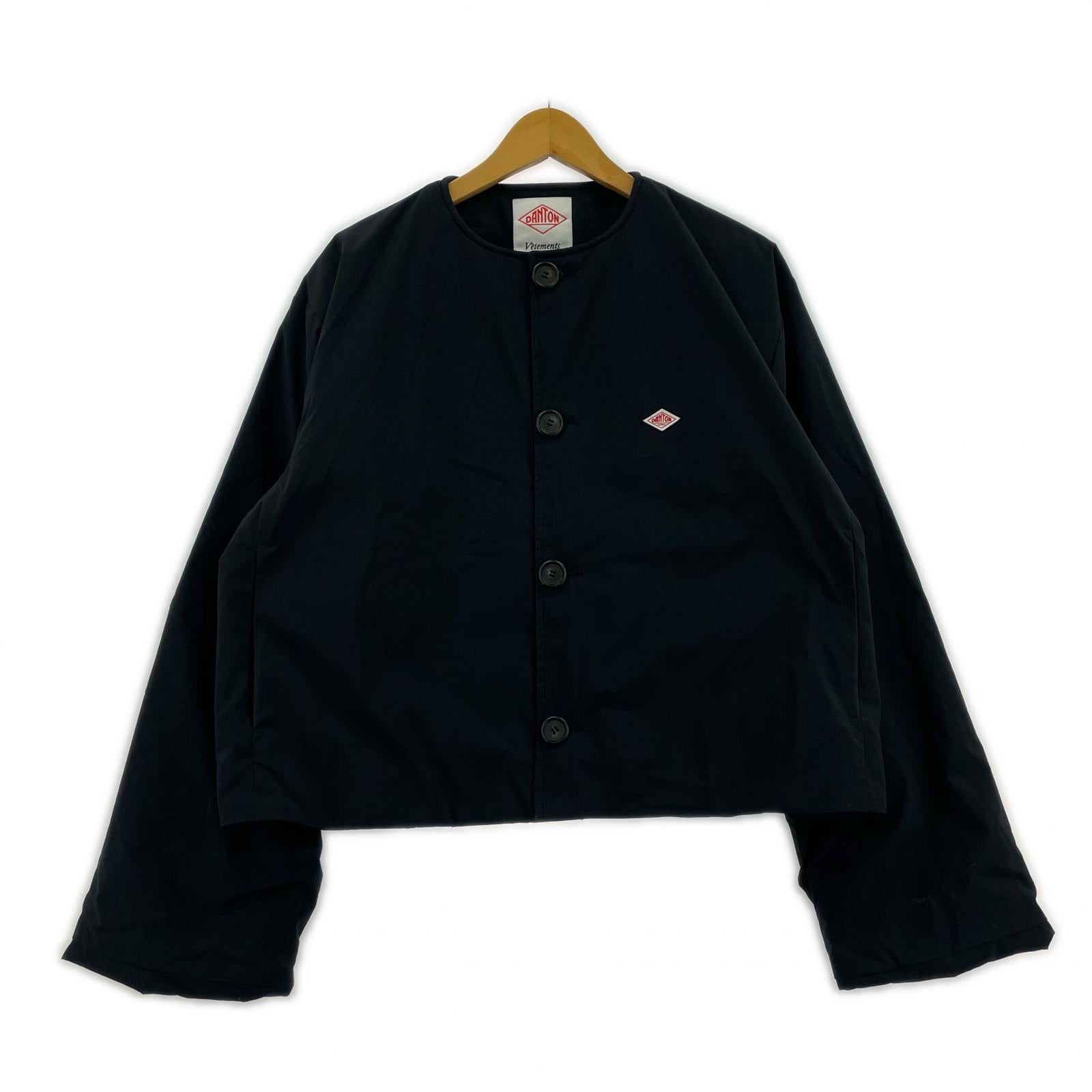 ジャケット DANTON DT-A0672 ノーカラーワイド中綿ジャケット BK