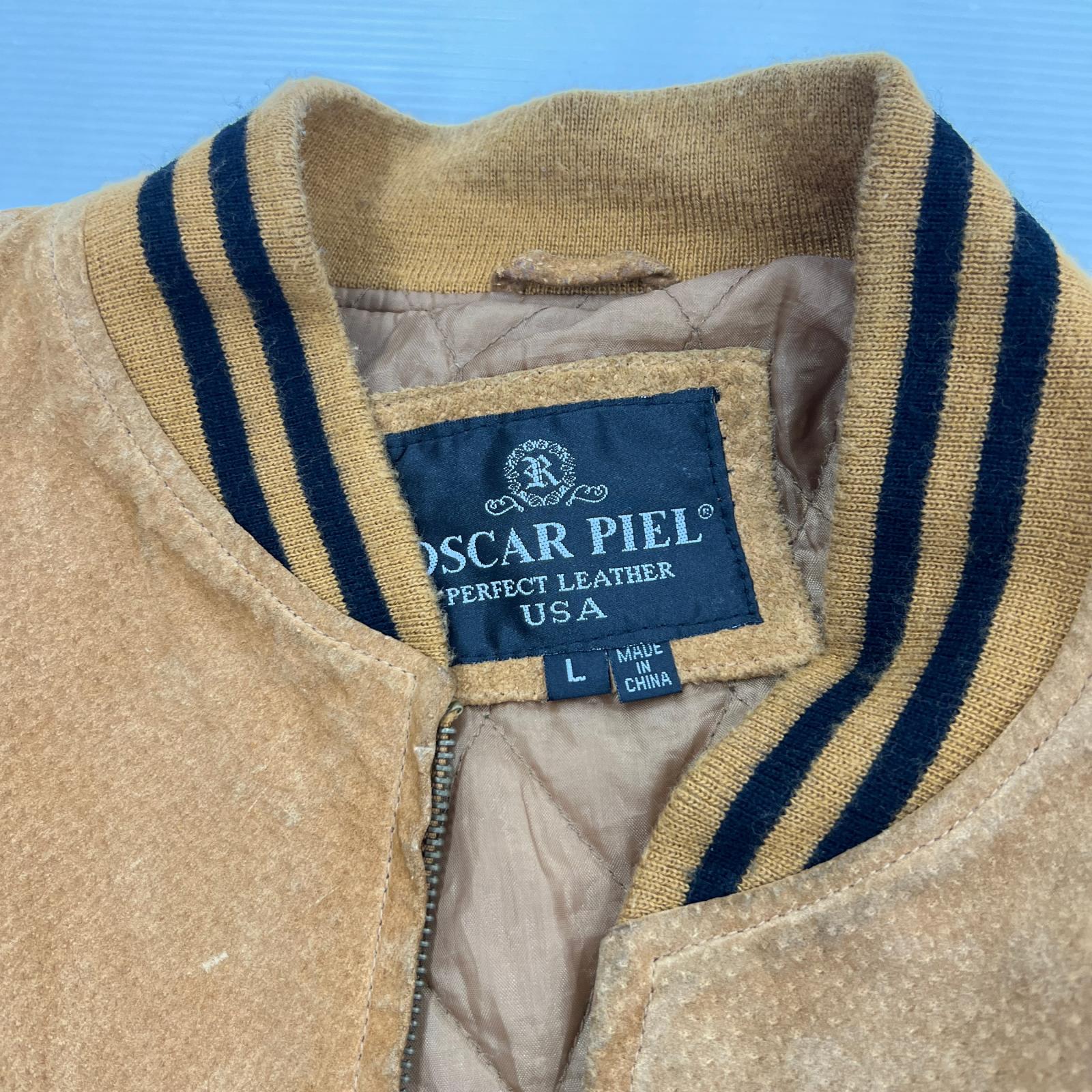 レザージャケット oscar piel ピッグレザースタジャン L BRW L ブラウン