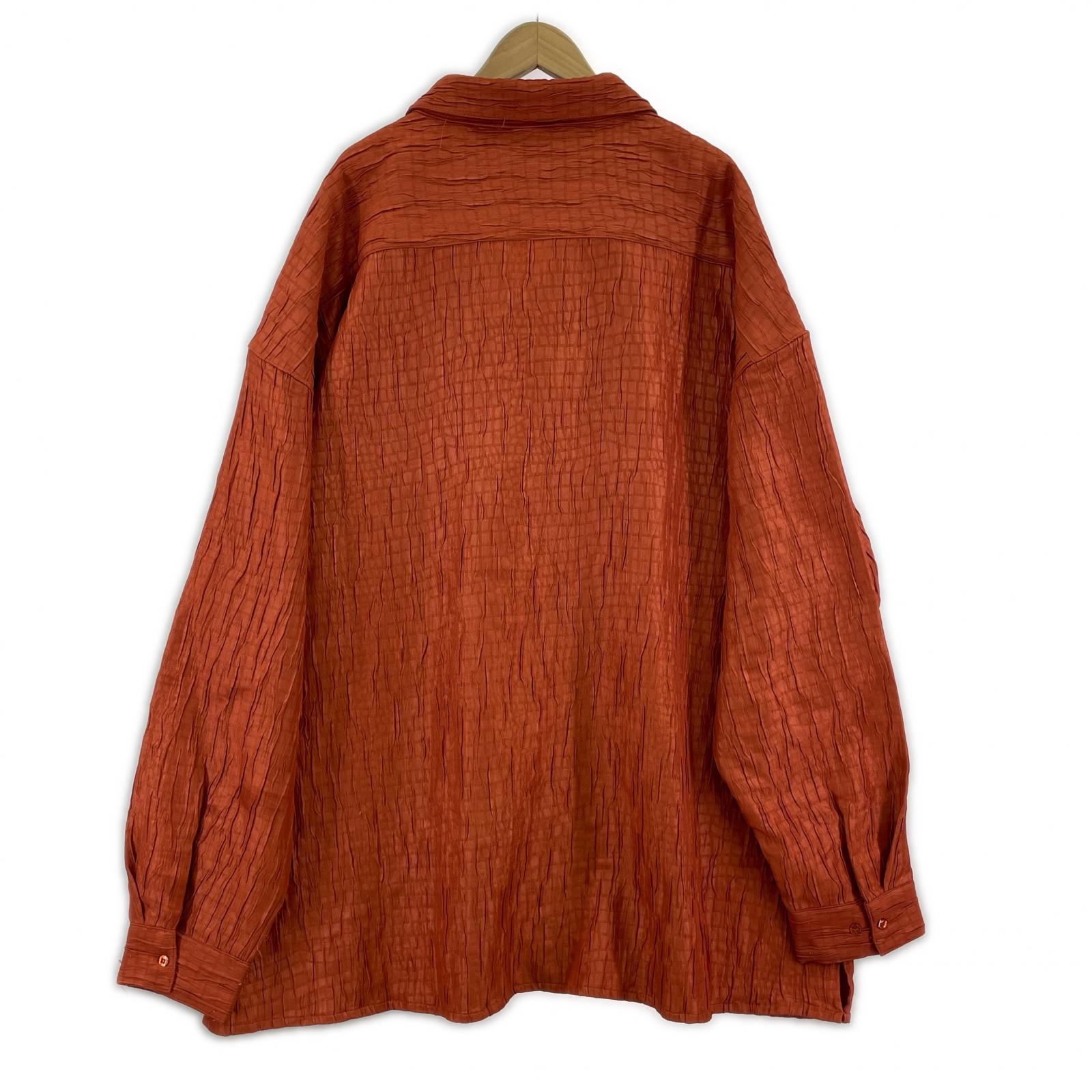 ジャケット プリーツシャツジャケット/5XL/オレンジ オレンジ