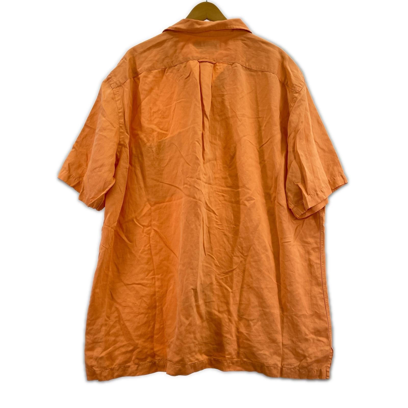 半袖シャツ 90s CALDWELL シルクリネンシャツ XLT ORN オレンジ