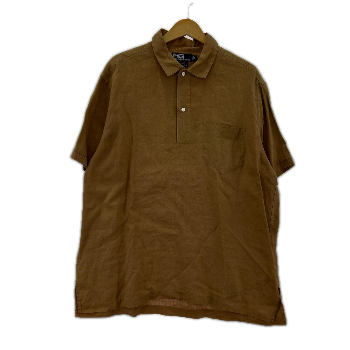 半袖シャツ 90s INNIS ﾘﾈﾝ ﾌﾟﾙｵｰﾊﾞｰｼｬﾂ 茶 (L) L ブラウン