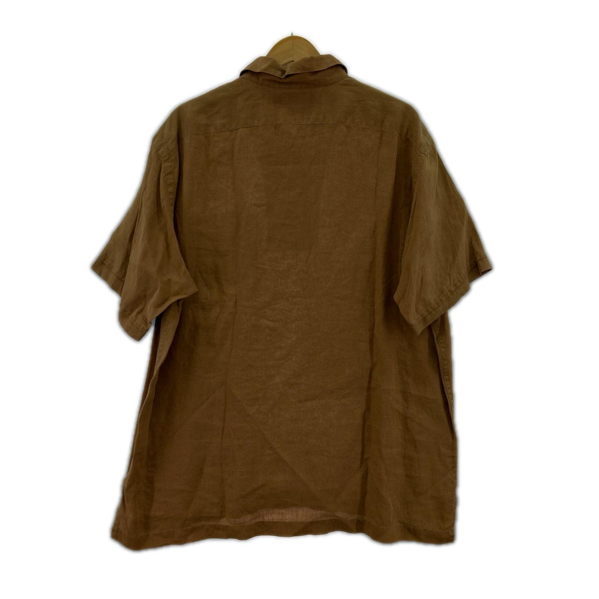 半袖シャツ 90s INNIS ﾘﾈﾝ ﾌﾟﾙｵｰﾊﾞｰｼｬﾂ 茶 (L) L ブラウン