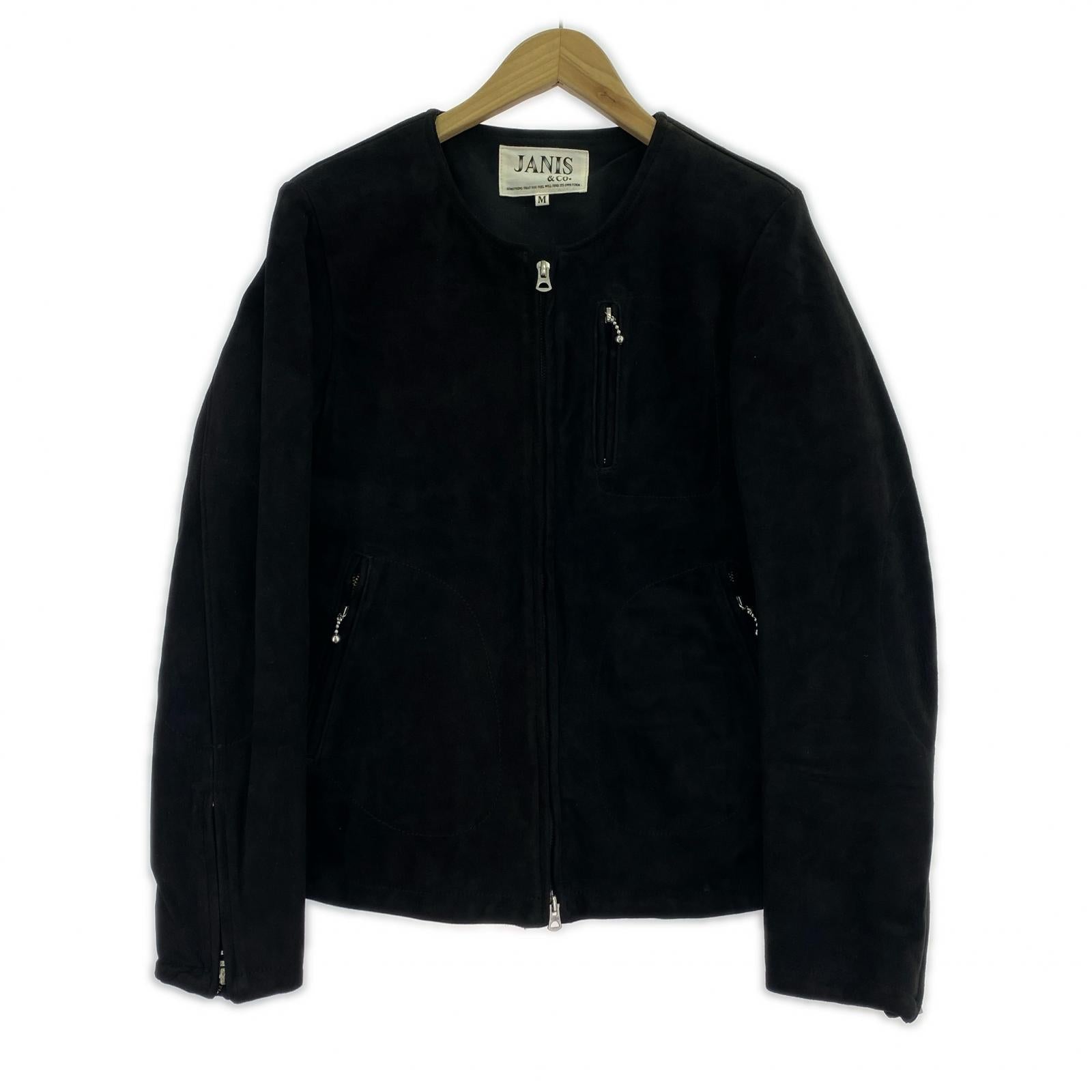 ライダースジャケット JANIS&Co SUEDE ライダース レザージャケット ブラック M ブラック