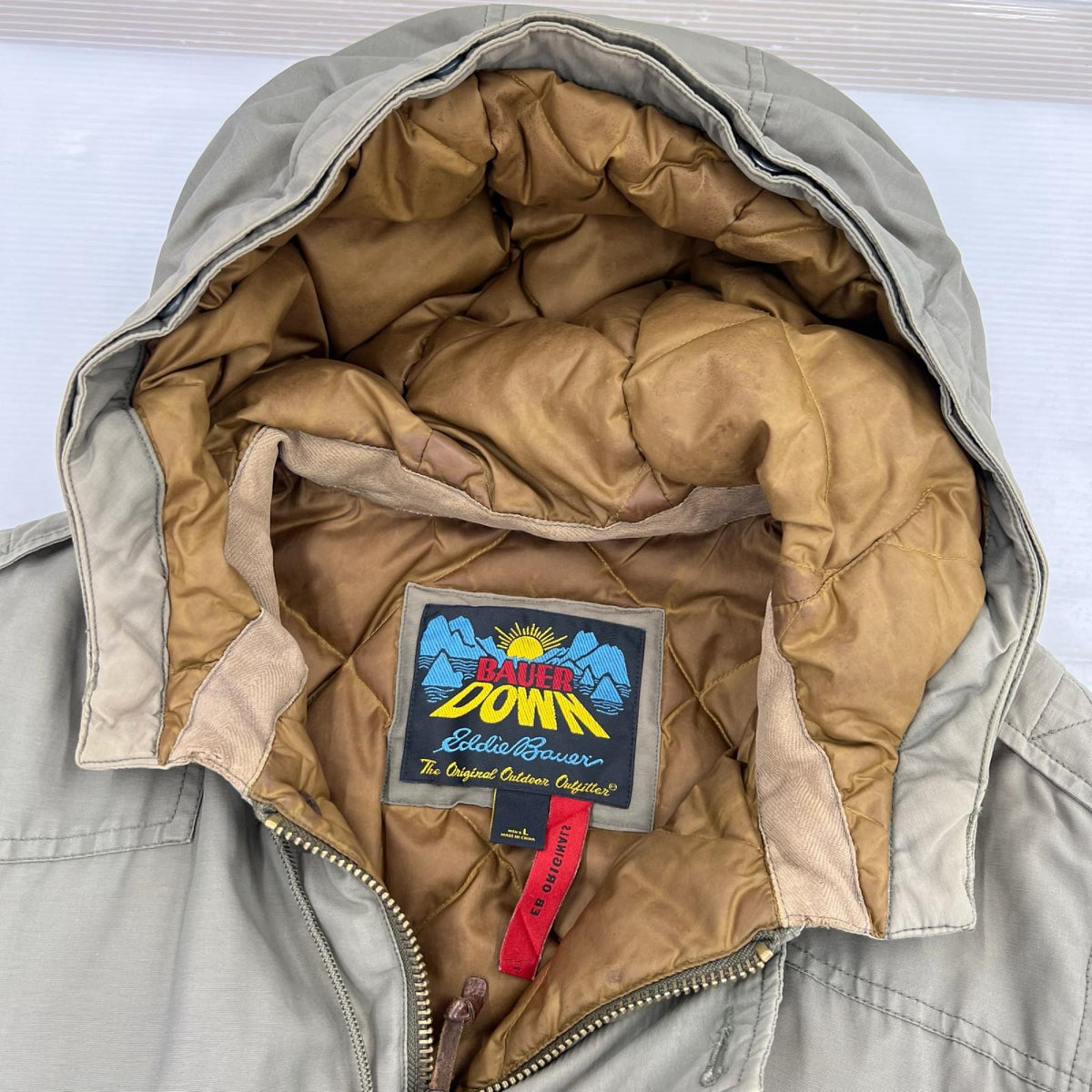 ダウンジャケット BAUER DOWN B-9 日の出ﾀｸﾞ復刻（L) L グリーン