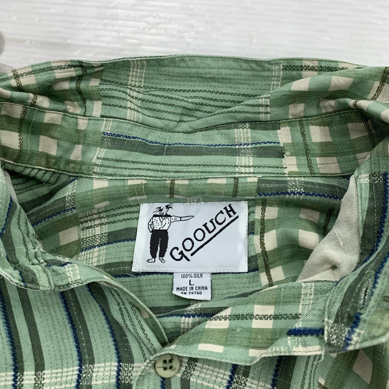 長袖シャツ goouch チェックシャツ GRN L グリーン