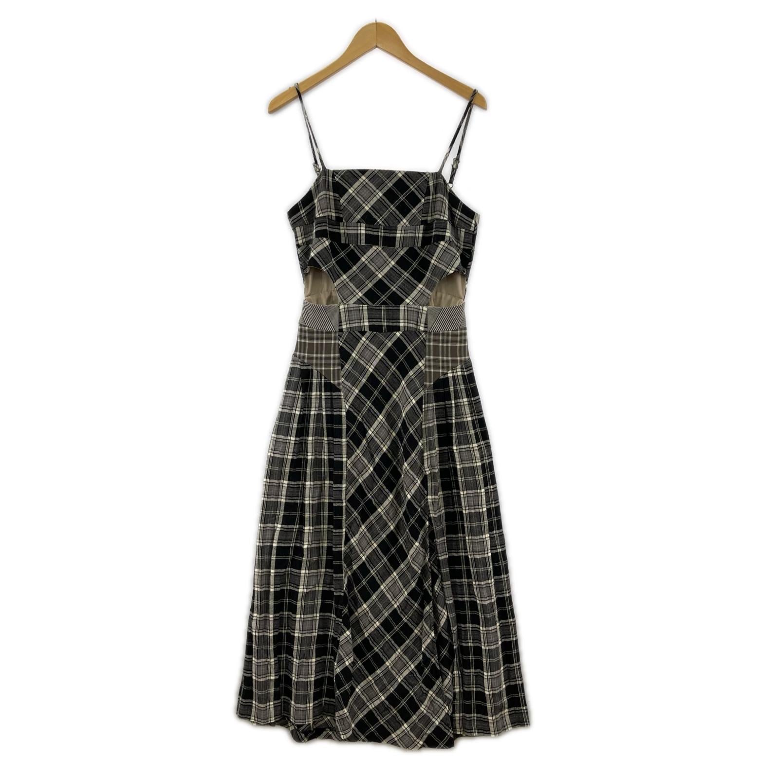 ワンピース ANDMARY/Nadia check long dress/BRN フリー ブラック